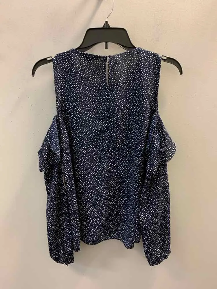 BANANA REPUBLIC Tops Size S NAVY/WHT SPOTS COLD SHOULDERS TOP