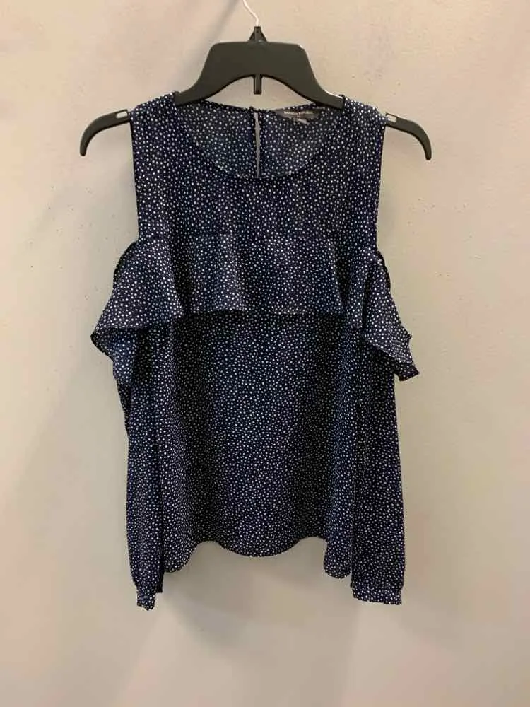 BANANA REPUBLIC Tops Size S NAVY/WHT SPOTS COLD SHOULDERS TOP