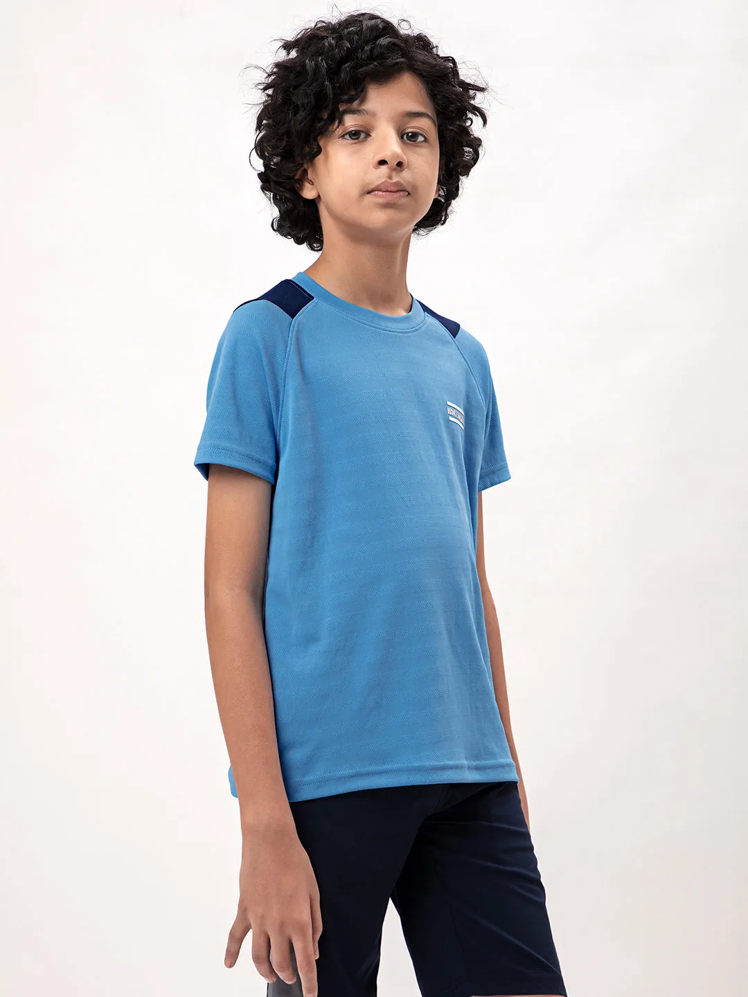 Boys Colorblock Slim Fit Crew Neck T-shirt with TECHNO COOL 