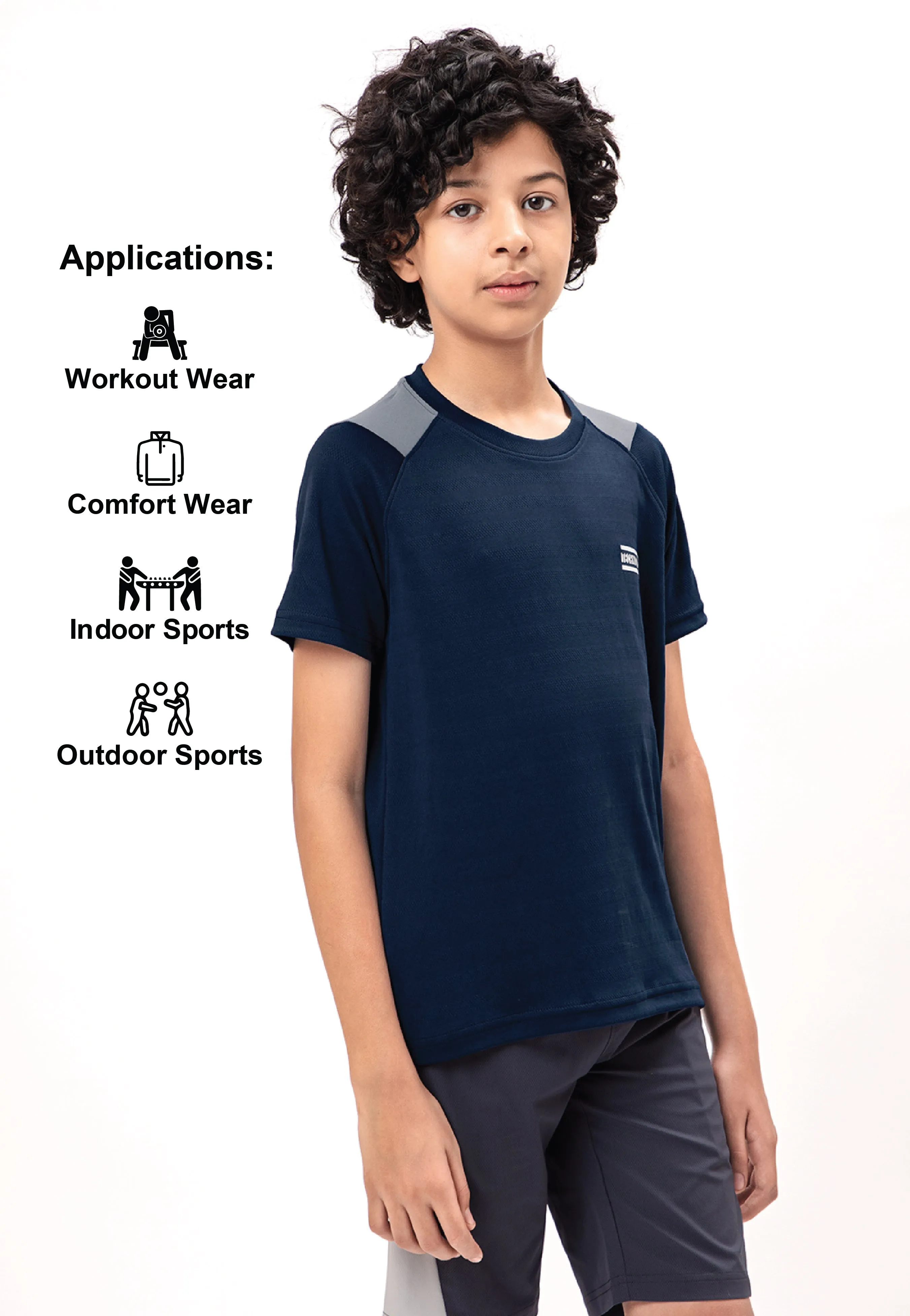 Boys Colorblock Slim Fit Crew Neck T-shirt with TECHNO COOL 