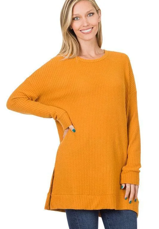 Brushed Thermal Waffle Round Neck Sweater