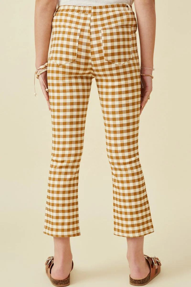 Button Closure Checkered Pants