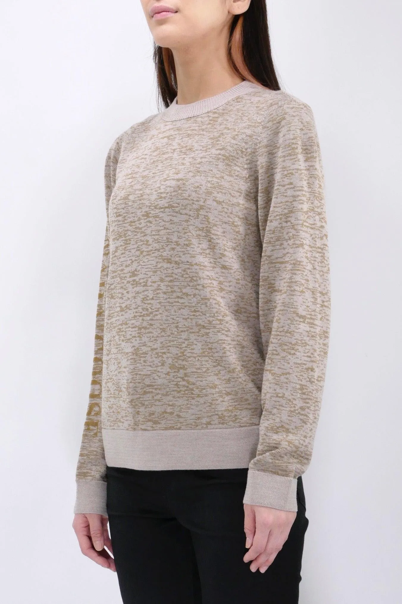 Canada Goose Womens Knit Crewneck Saturna Wordmark Reflective - Tan/Gold