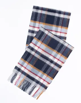 CASHMERE TARTAN MUFFLER- NAVY PLAID