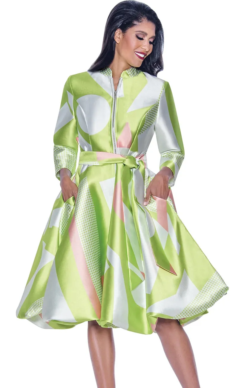 Church Dress By Nubiano 12251-Pink/Lime