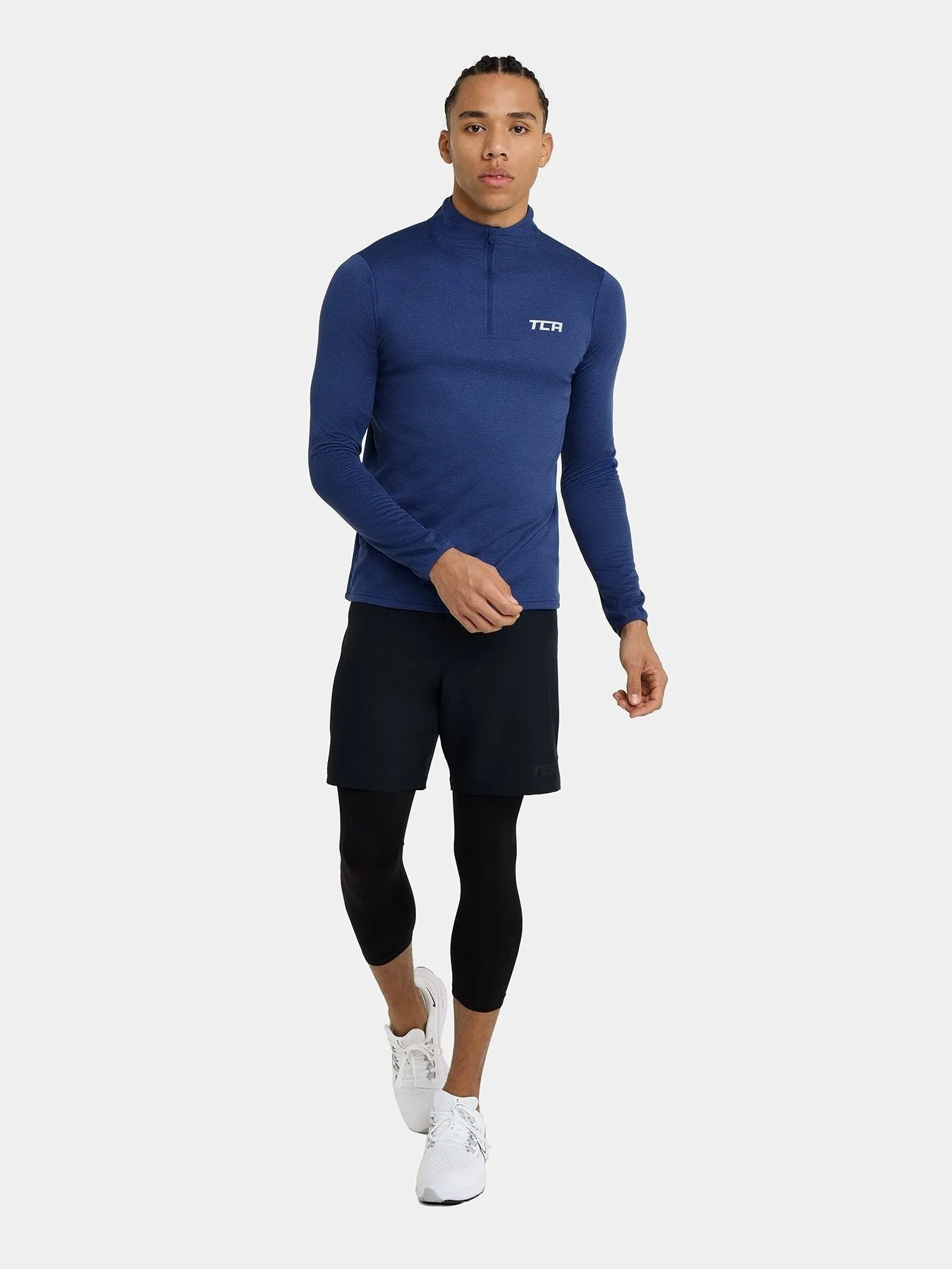 Cloud Fleece Quarter Zip Running Top For Men With Thumbholes & Side Zip Pocket