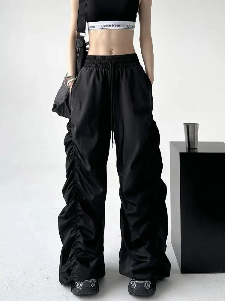 Comfortable Black Baggy High-Waist Halloween Pants