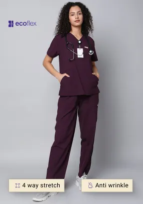 Ecoflex Women's V-Neck (Wine) Plus Size Scrub