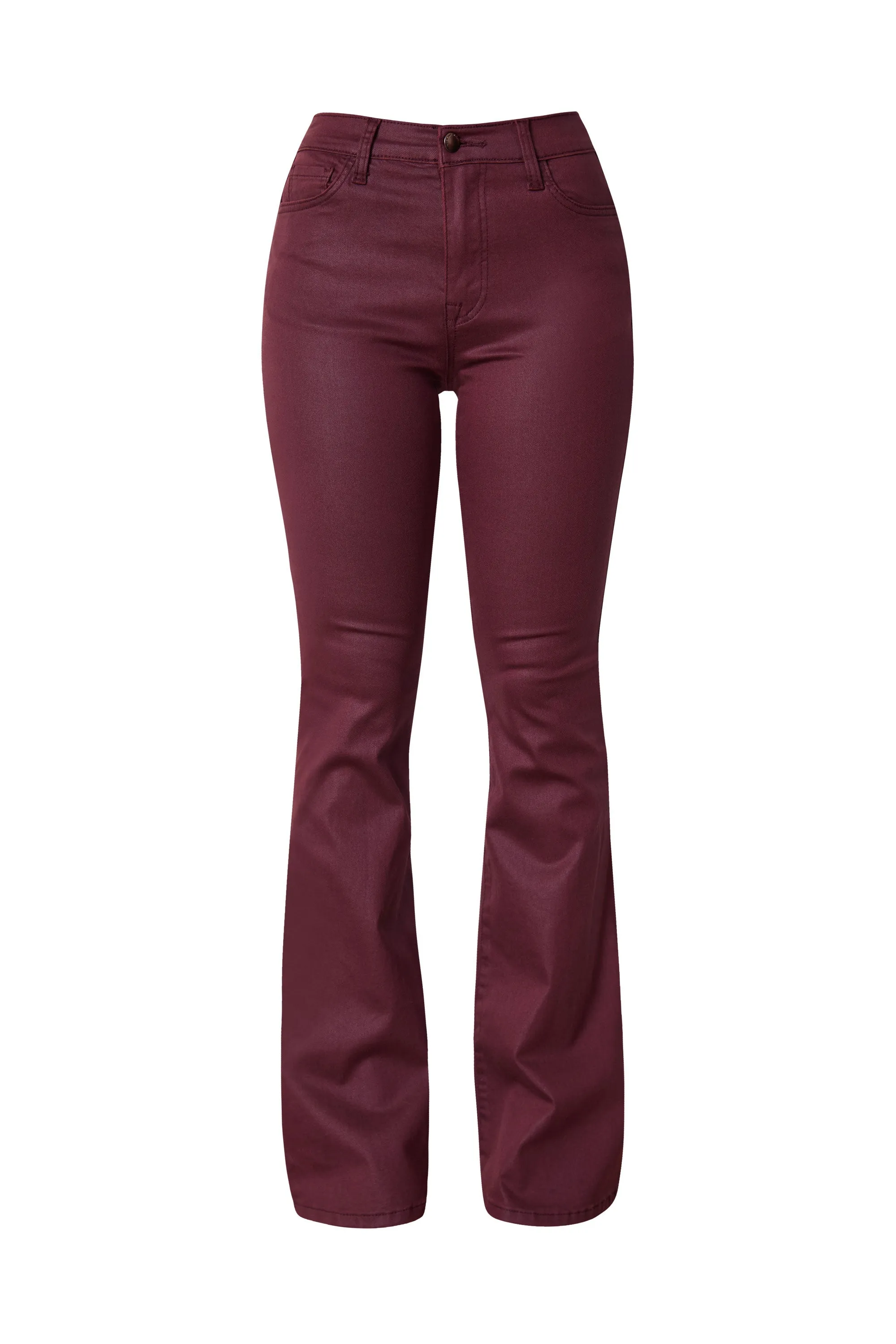 Fran Burgundy Vegan Leather Skinny Pants