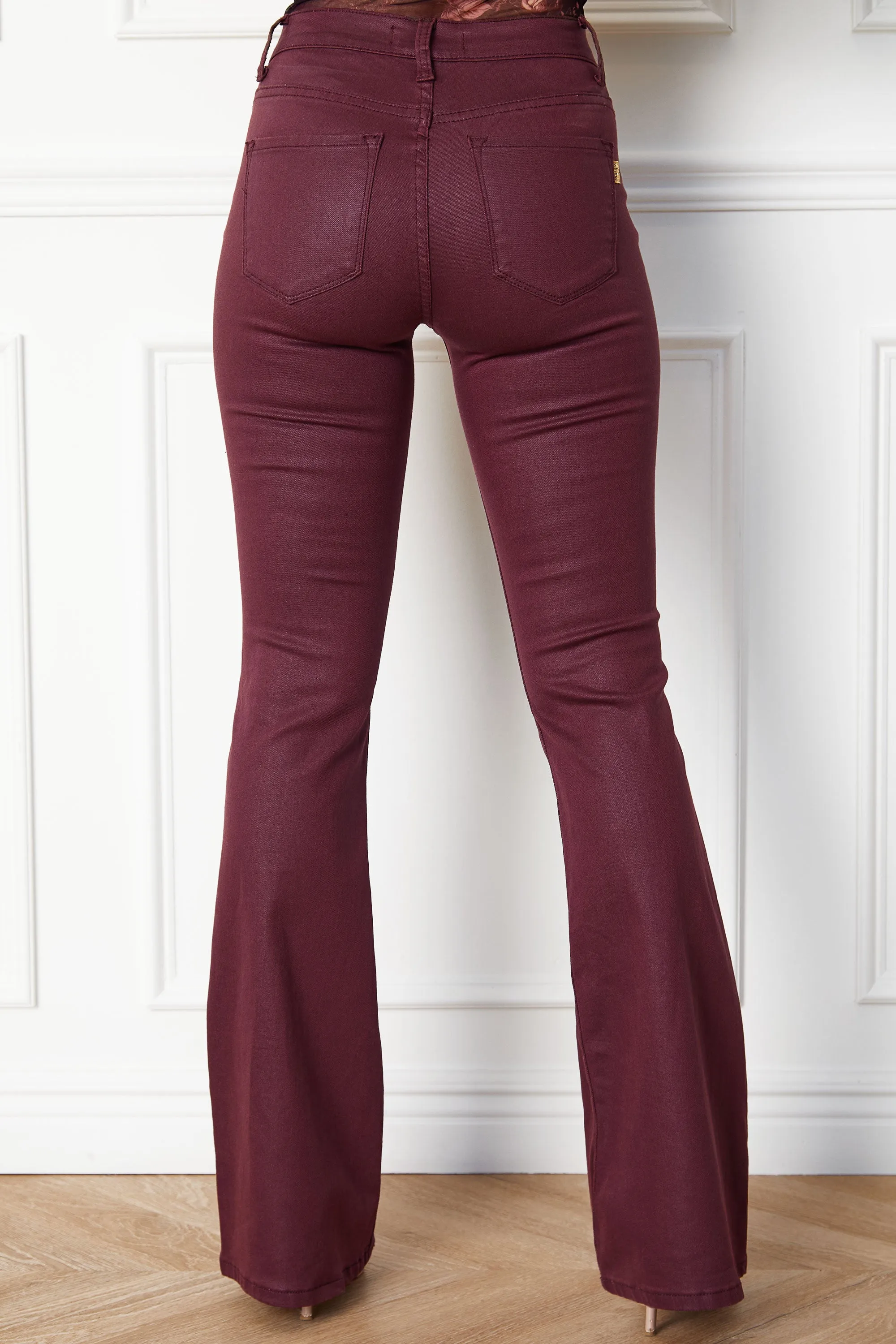 Fran Burgundy Vegan Leather Skinny Pants