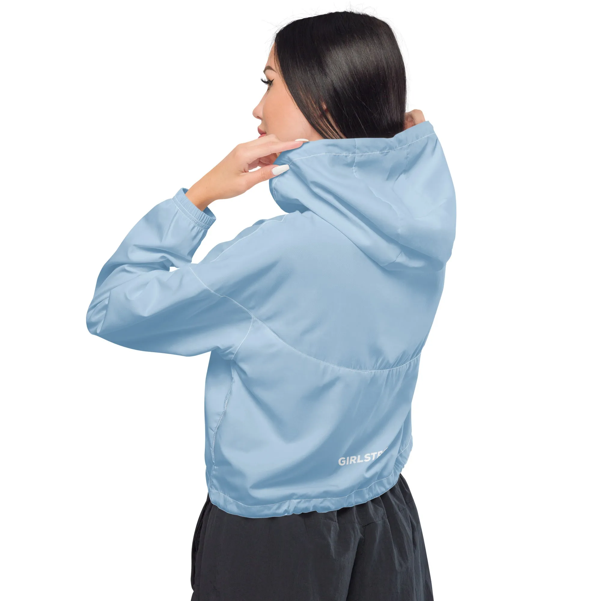 GIRLFRIEND PULLOVER CROP WINDBREAKER BABY BLUE GIRLSTRONG