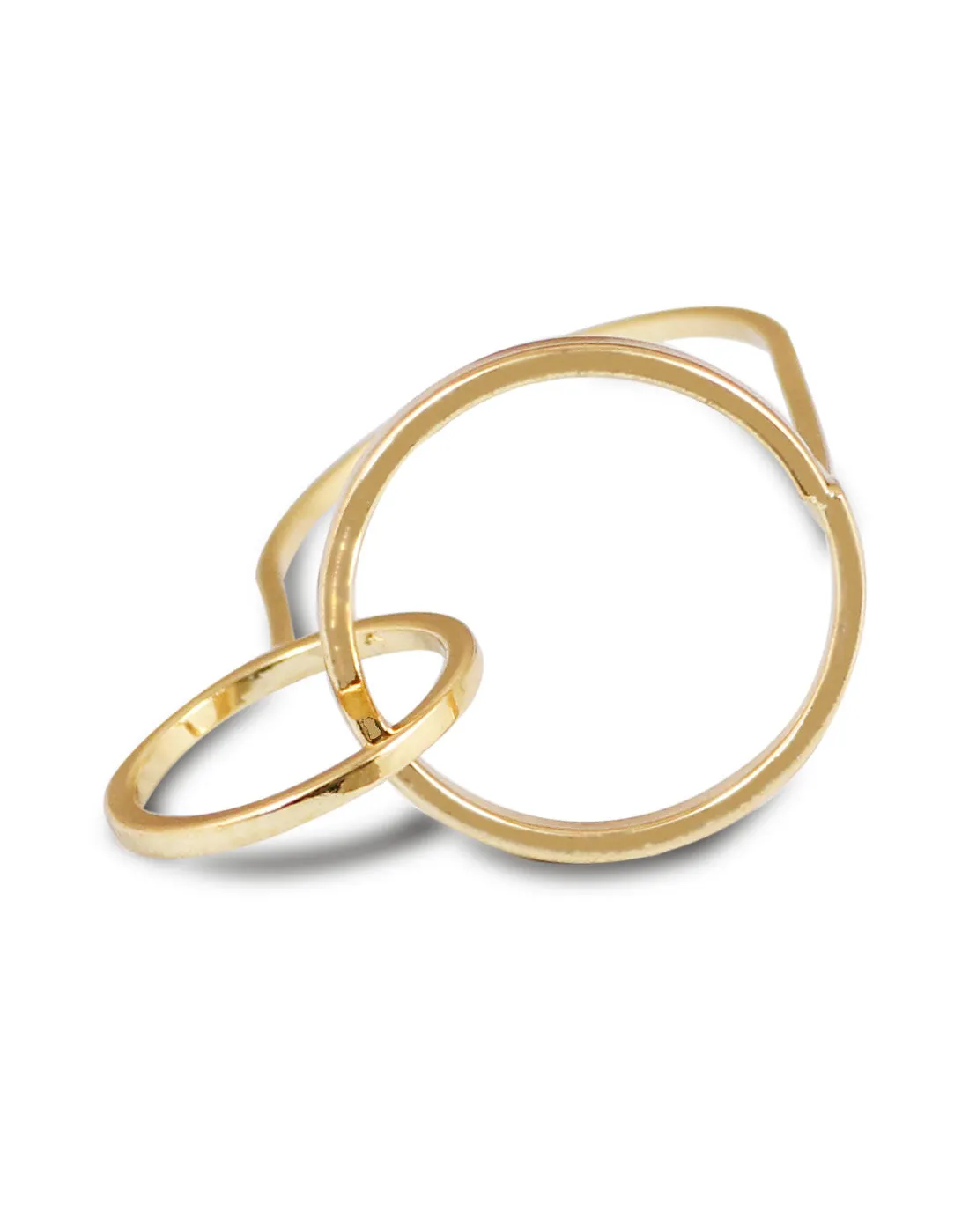 Gold Metal Geometrical Ring For Women