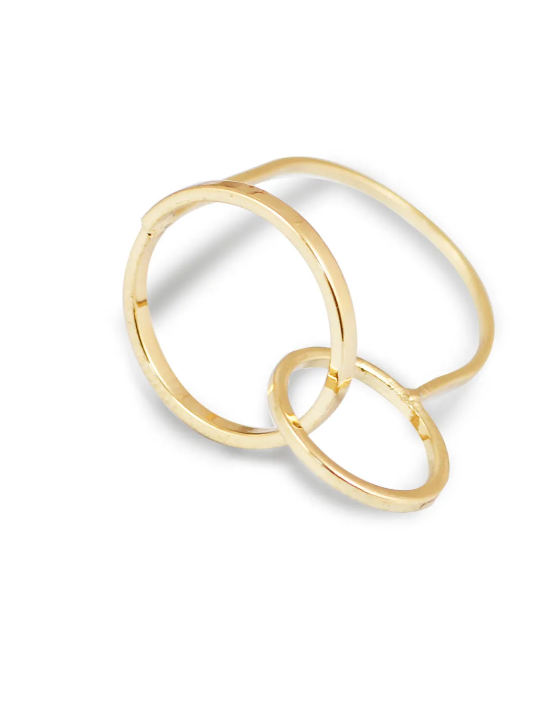 Gold Metal Geometrical Ring For Women