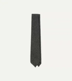 Grey Herringbone Hand Rolled Wool Tie