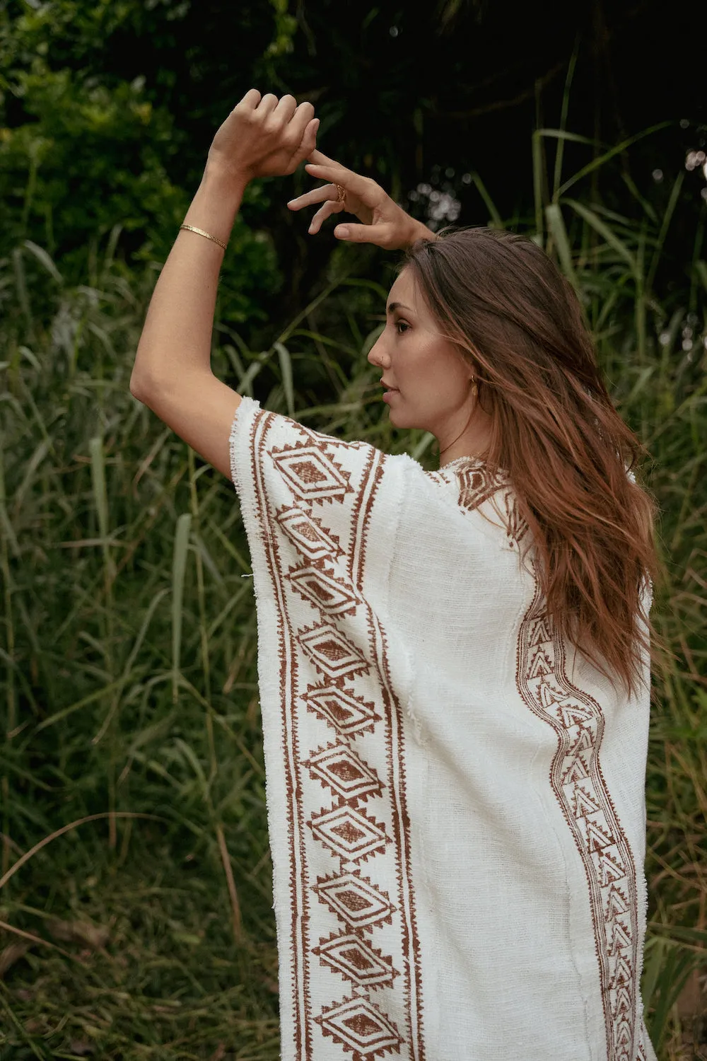 KERALA KAFTAN IN NATURAL WHITE