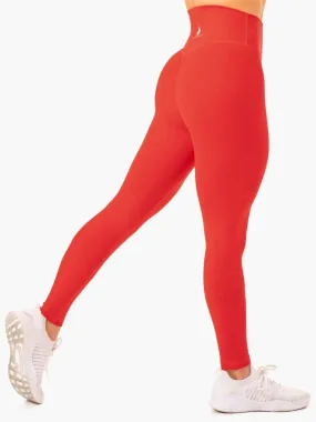 KNOCKOUT HIGH WAISTED SCRUNCH LEGGINGS RED