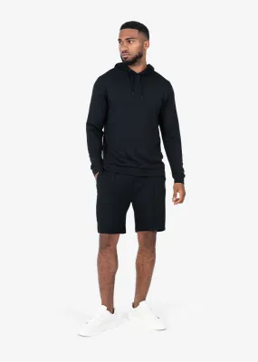 Mens All Around Lounge hoodie & Shorts Set Black