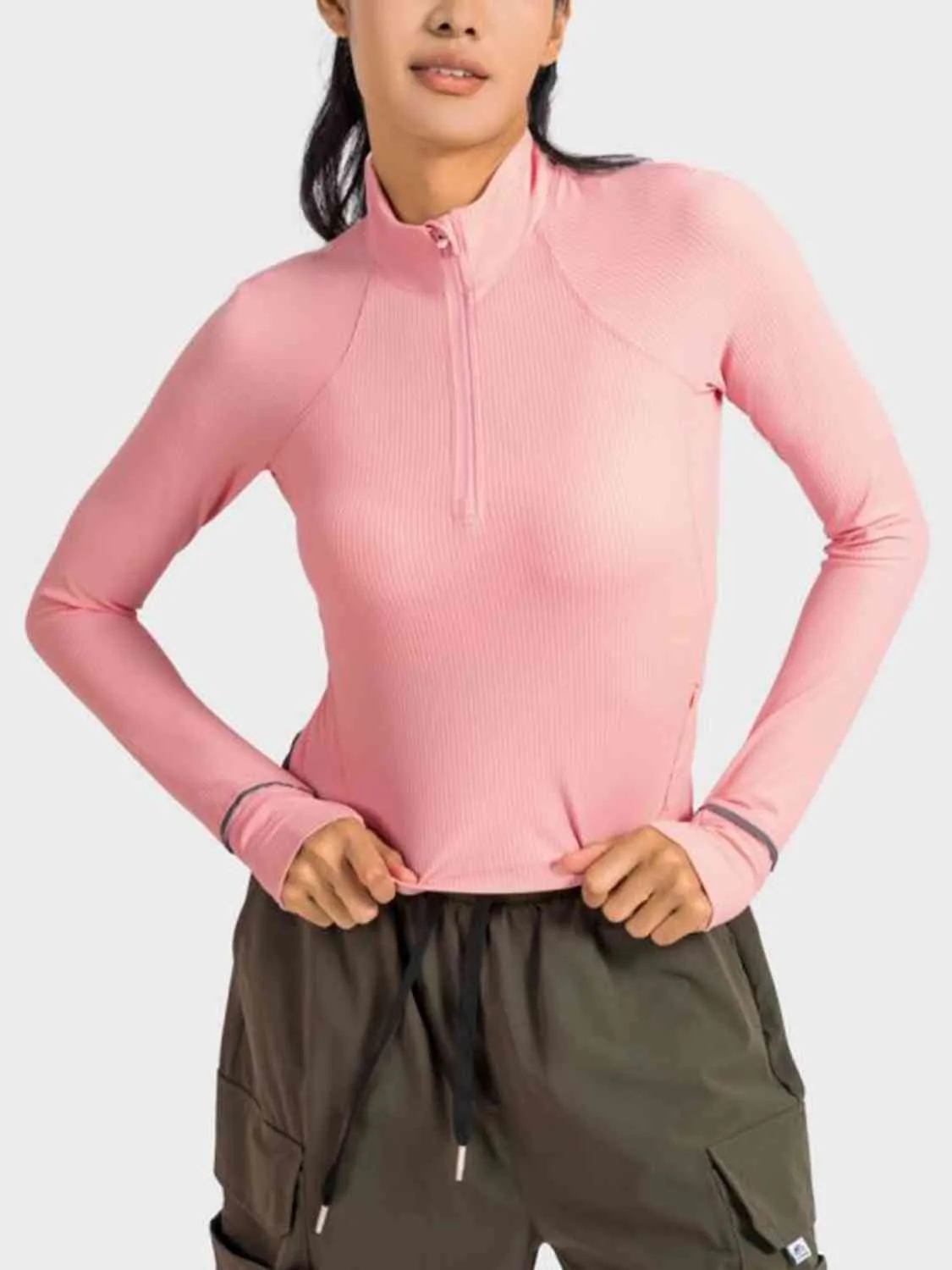 Mock Neck Half Zip Long Sleeve Sport Top