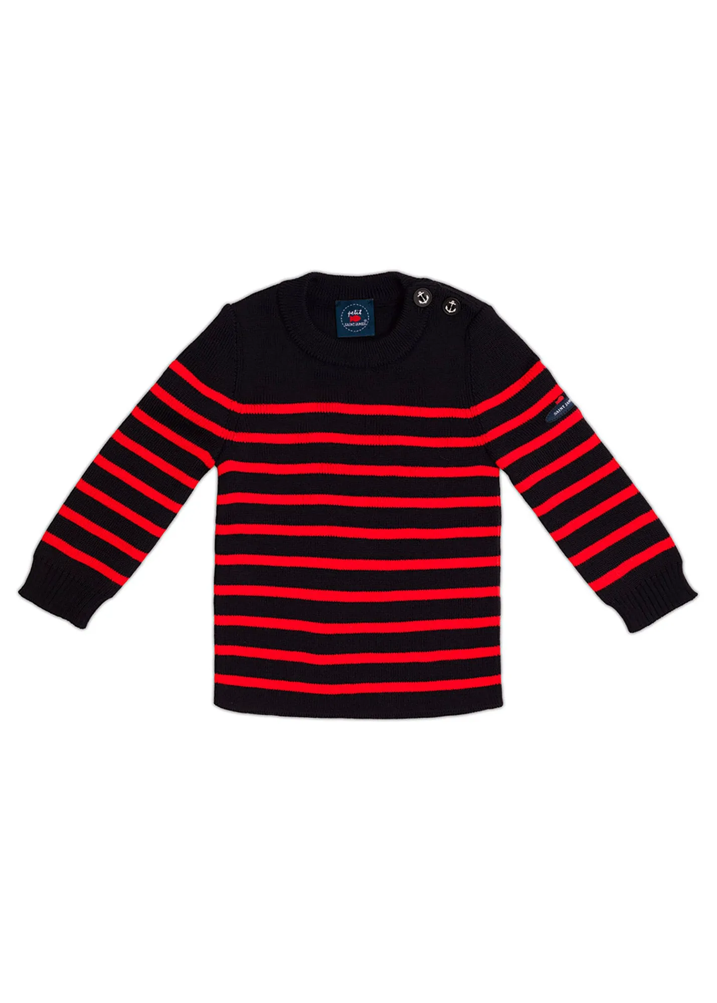 Moussaillon striped sailor jumper for babies - in blended wool (NAVY/ROUGE)