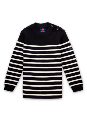 Moussaillon striped sailor jumper for kids - in blended wool (NAVY/ECUME)