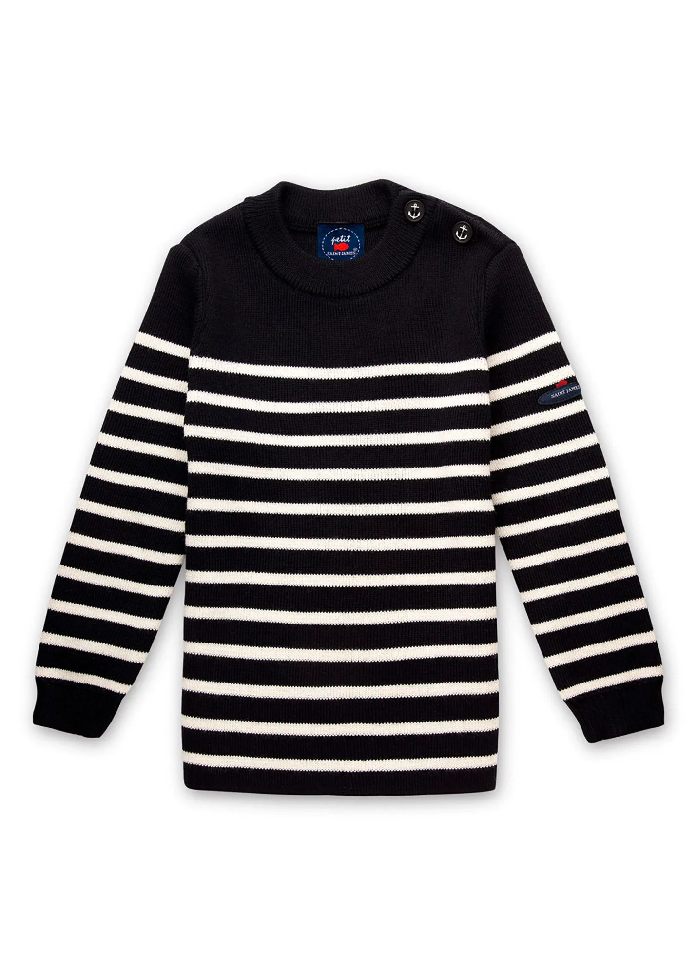 Moussaillon striped sailor jumper for kids - in blended wool (NAVY/ECUME)