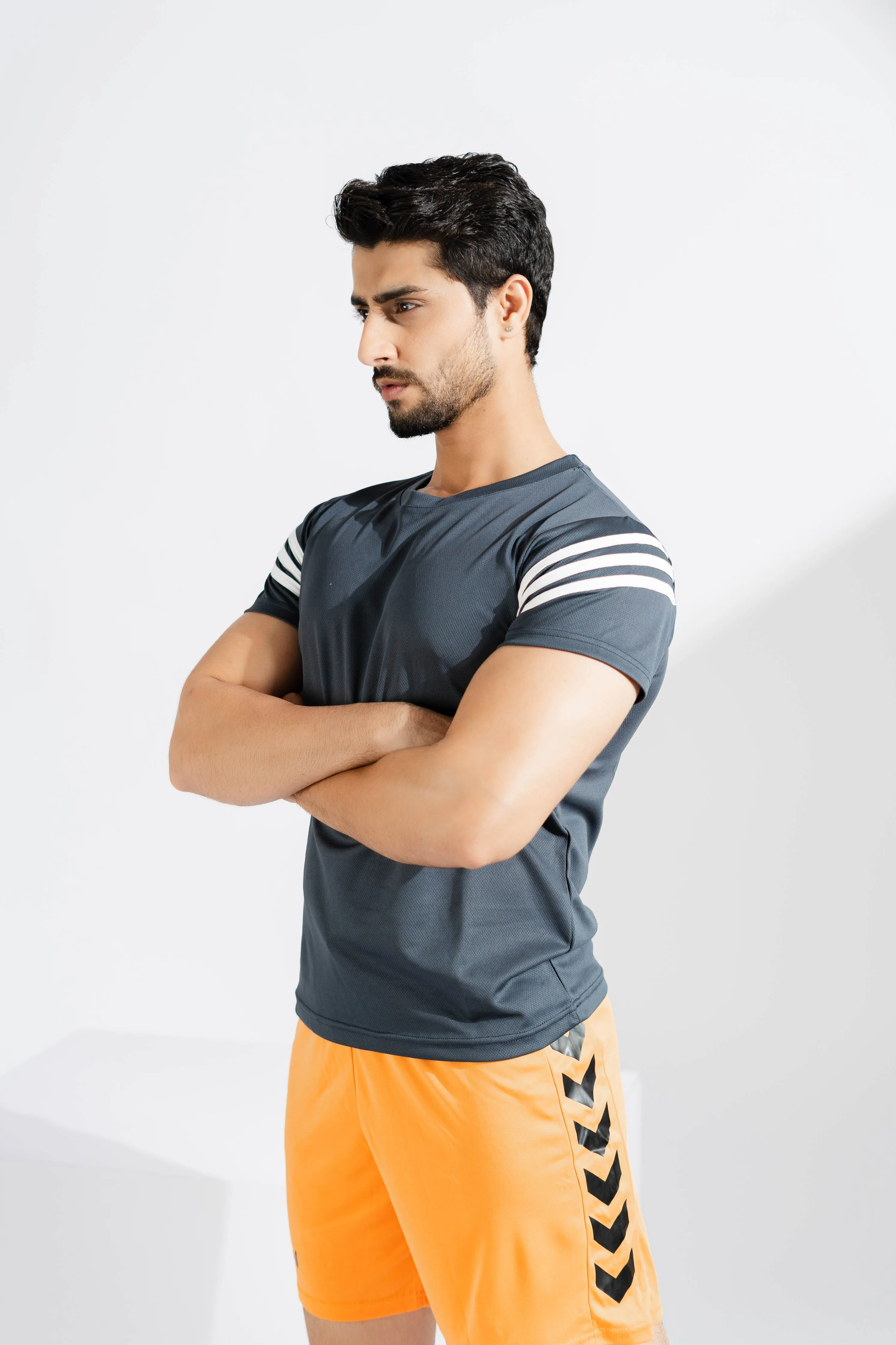 Polo Athletica Men's Shoulder Stripes Activewear Tee Shirt