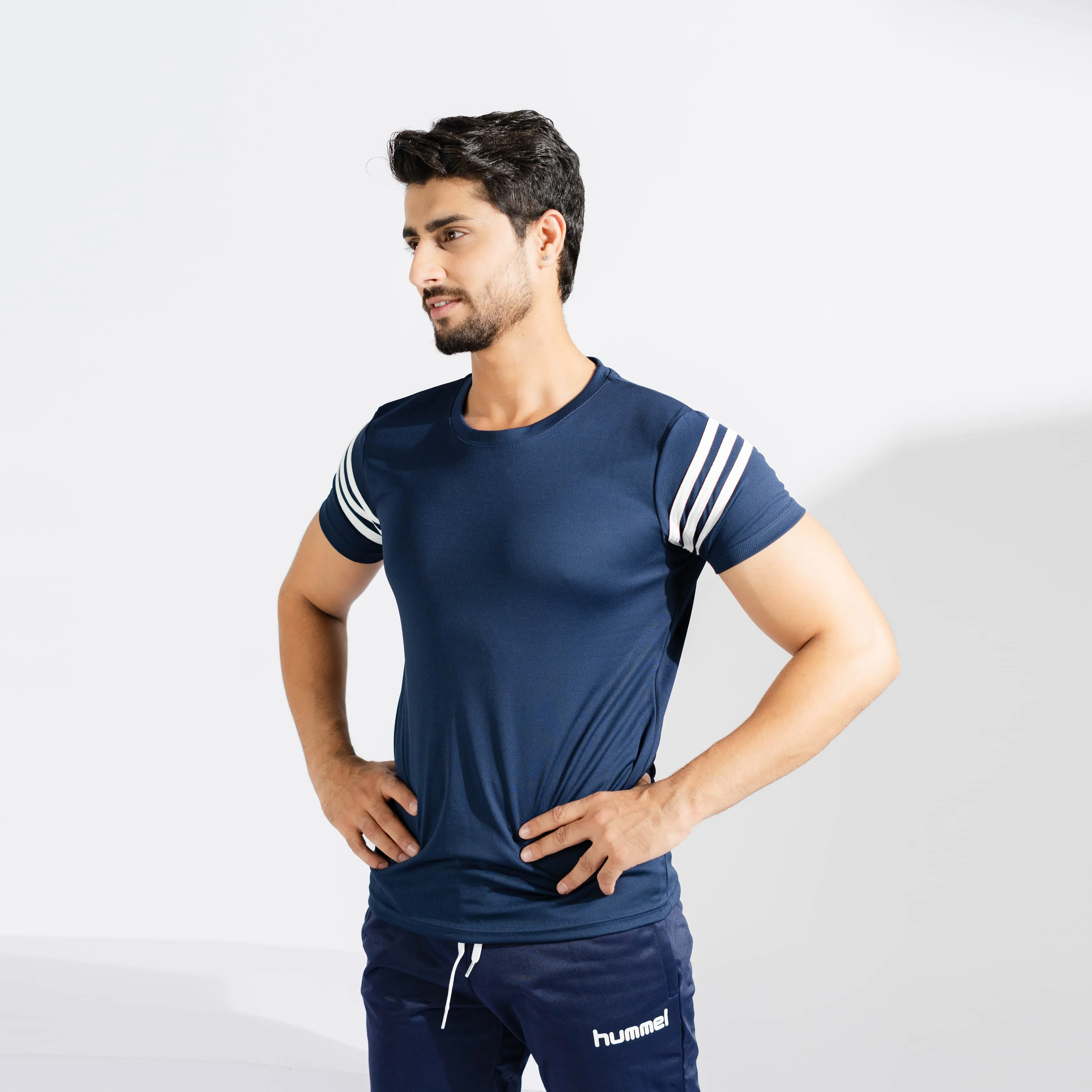 Polo Athletica Men's Shoulder Stripes Activewear Tee Shirt