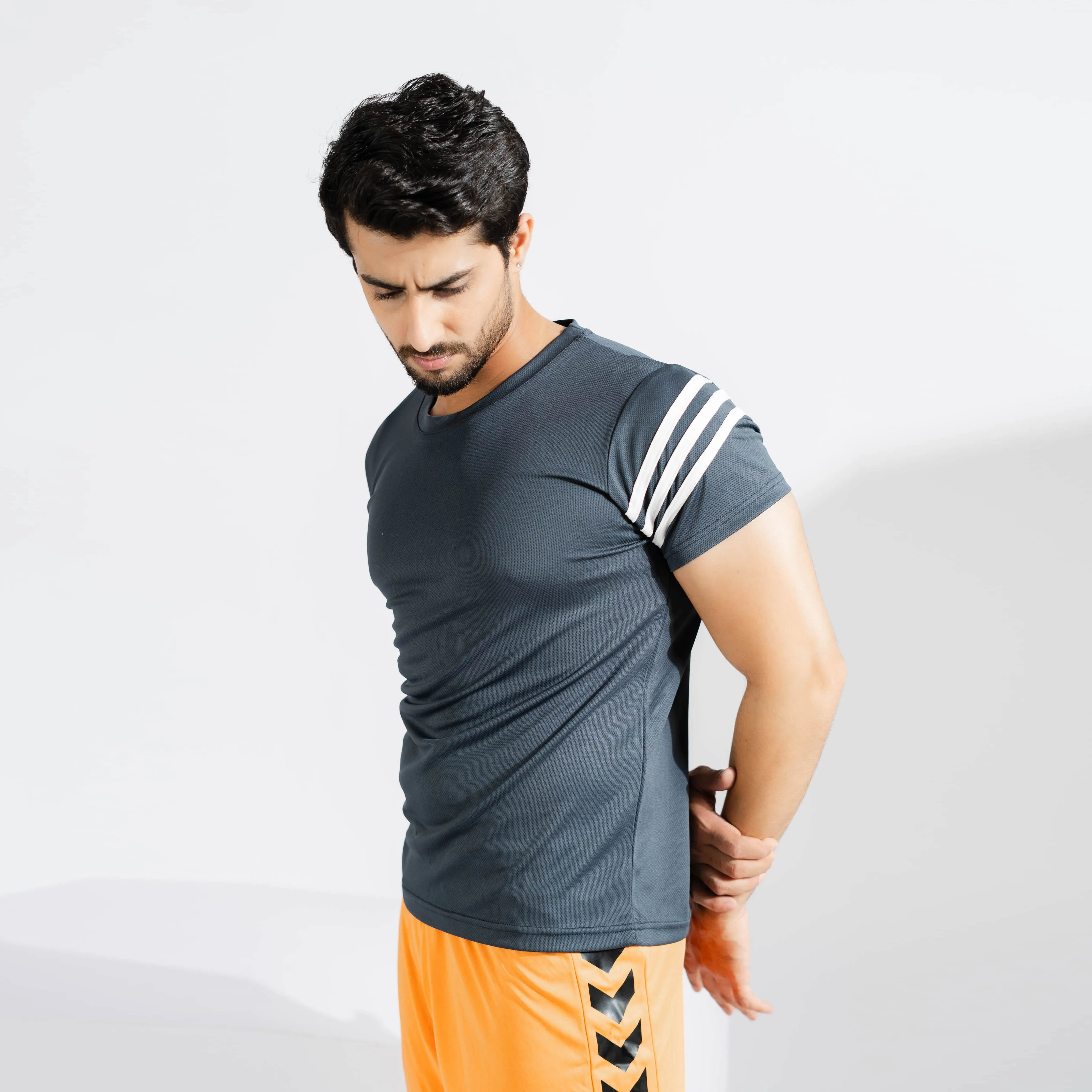 Polo Athletica Men's Shoulder Stripes Activewear Tee Shirt