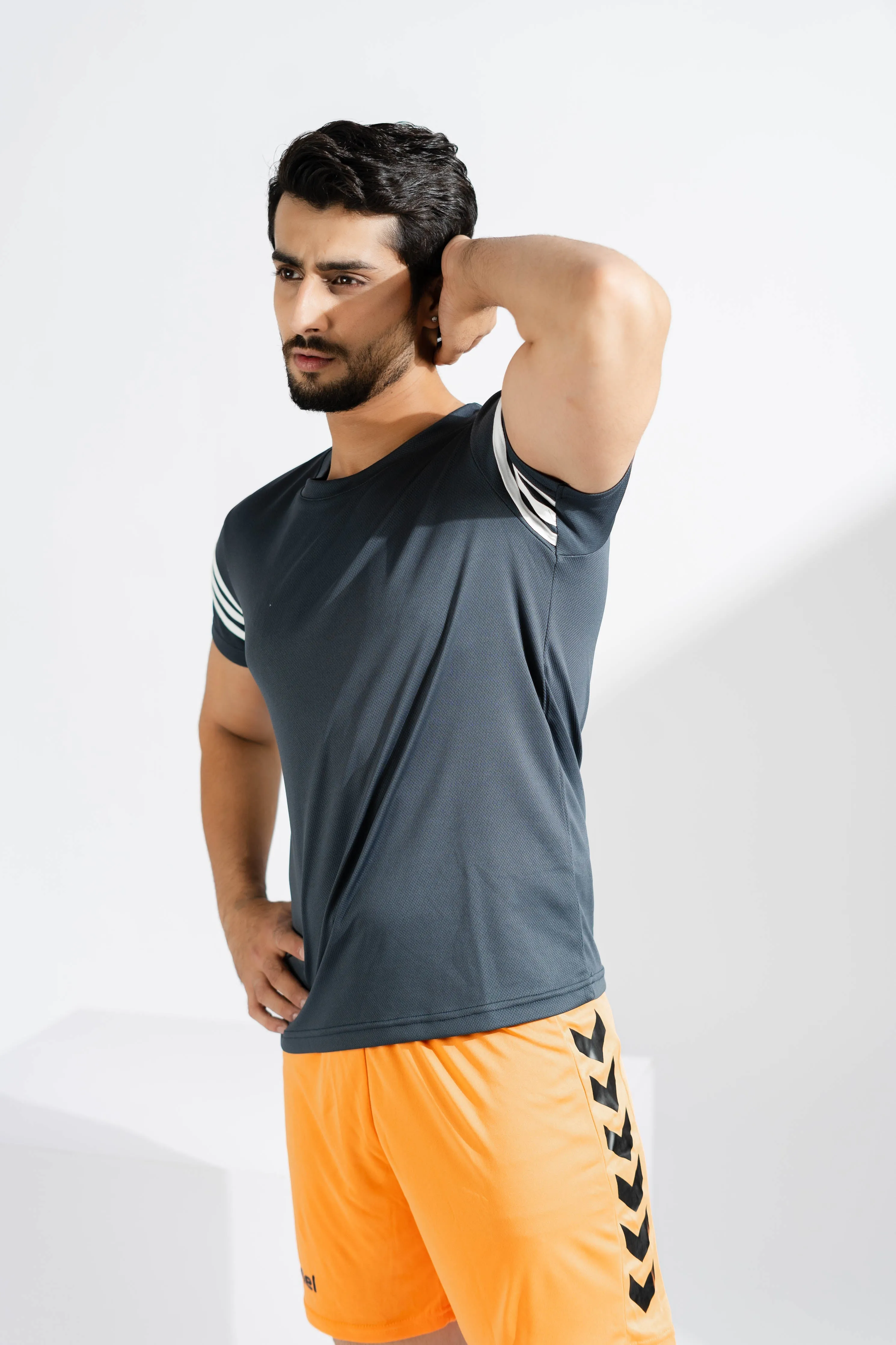 Polo Athletica Men's Shoulder Stripes Activewear Tee Shirt