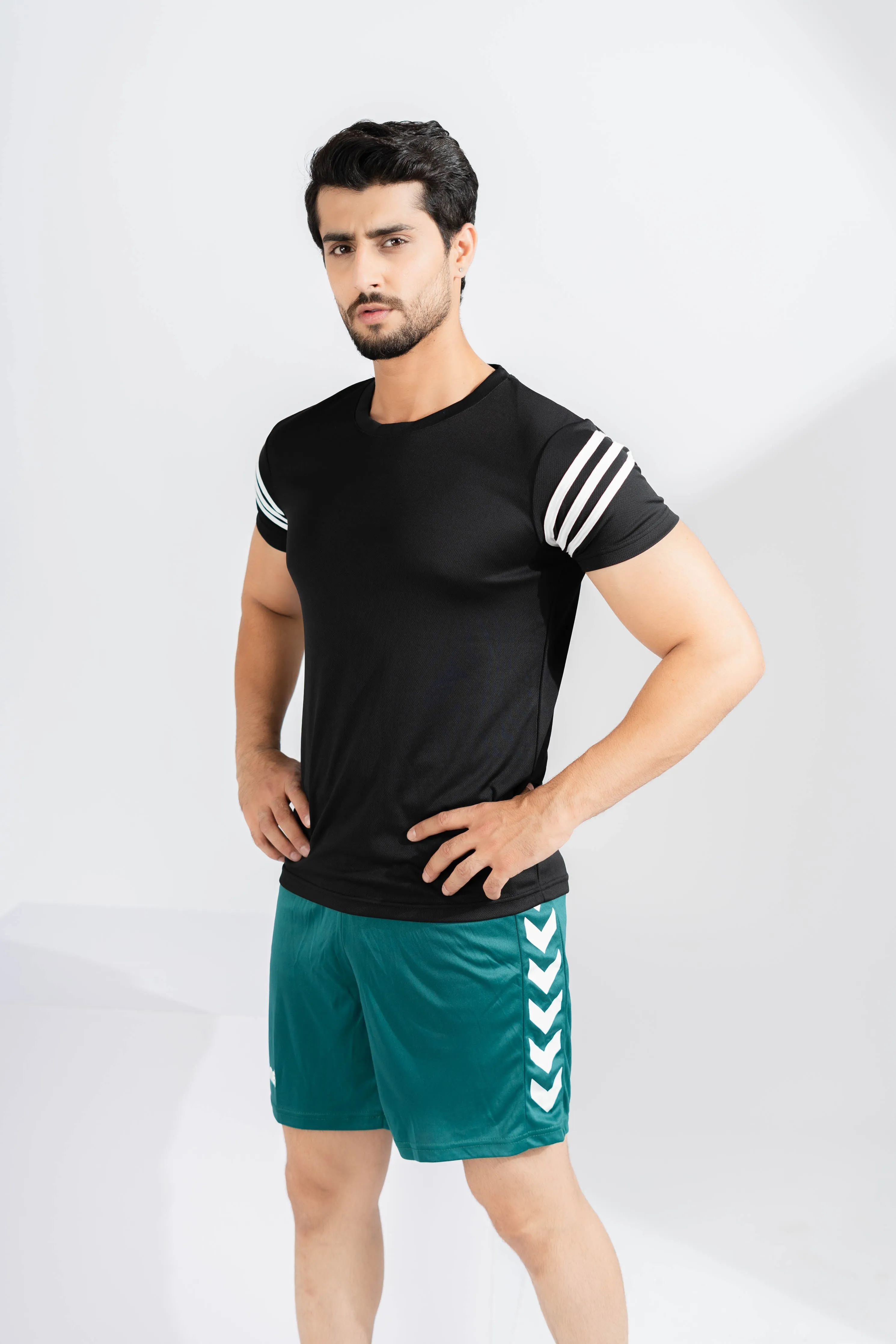 Polo Athletica Men's Shoulder Stripes Activewear Tee Shirt