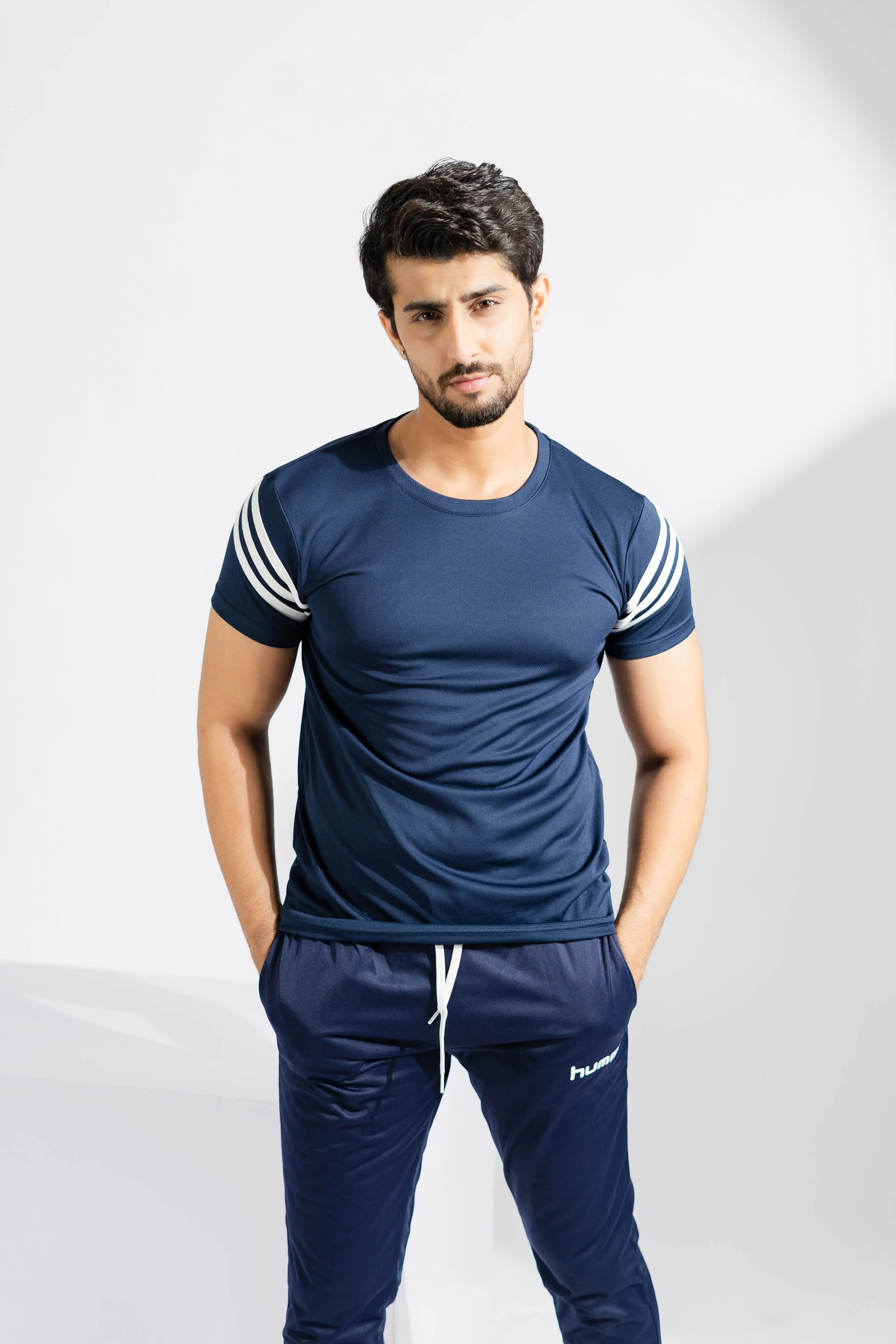 Polo Athletica Men's Shoulder Stripes Activewear Tee Shirt