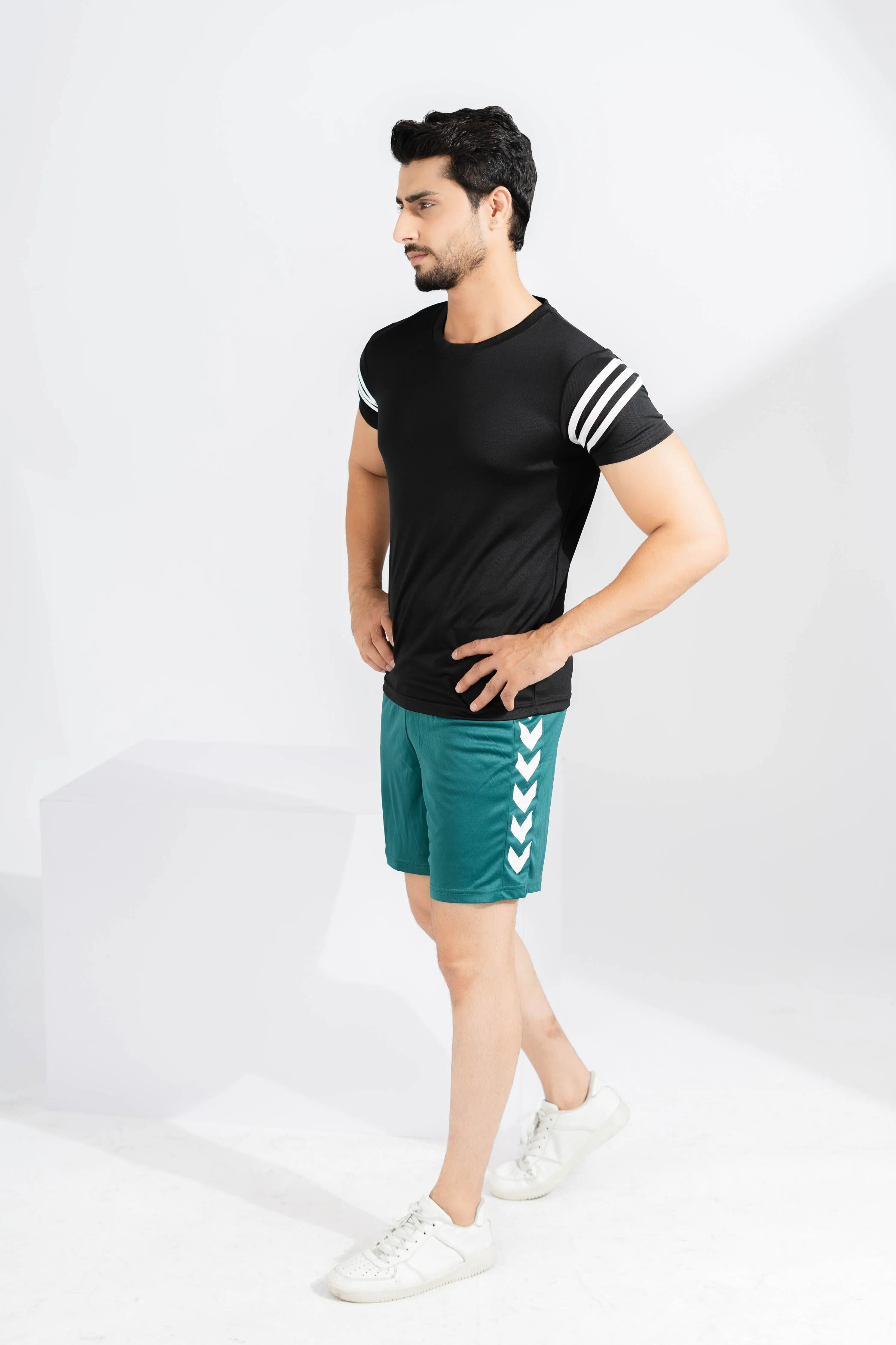 Polo Athletica Men's Shoulder Stripes Activewear Tee Shirt