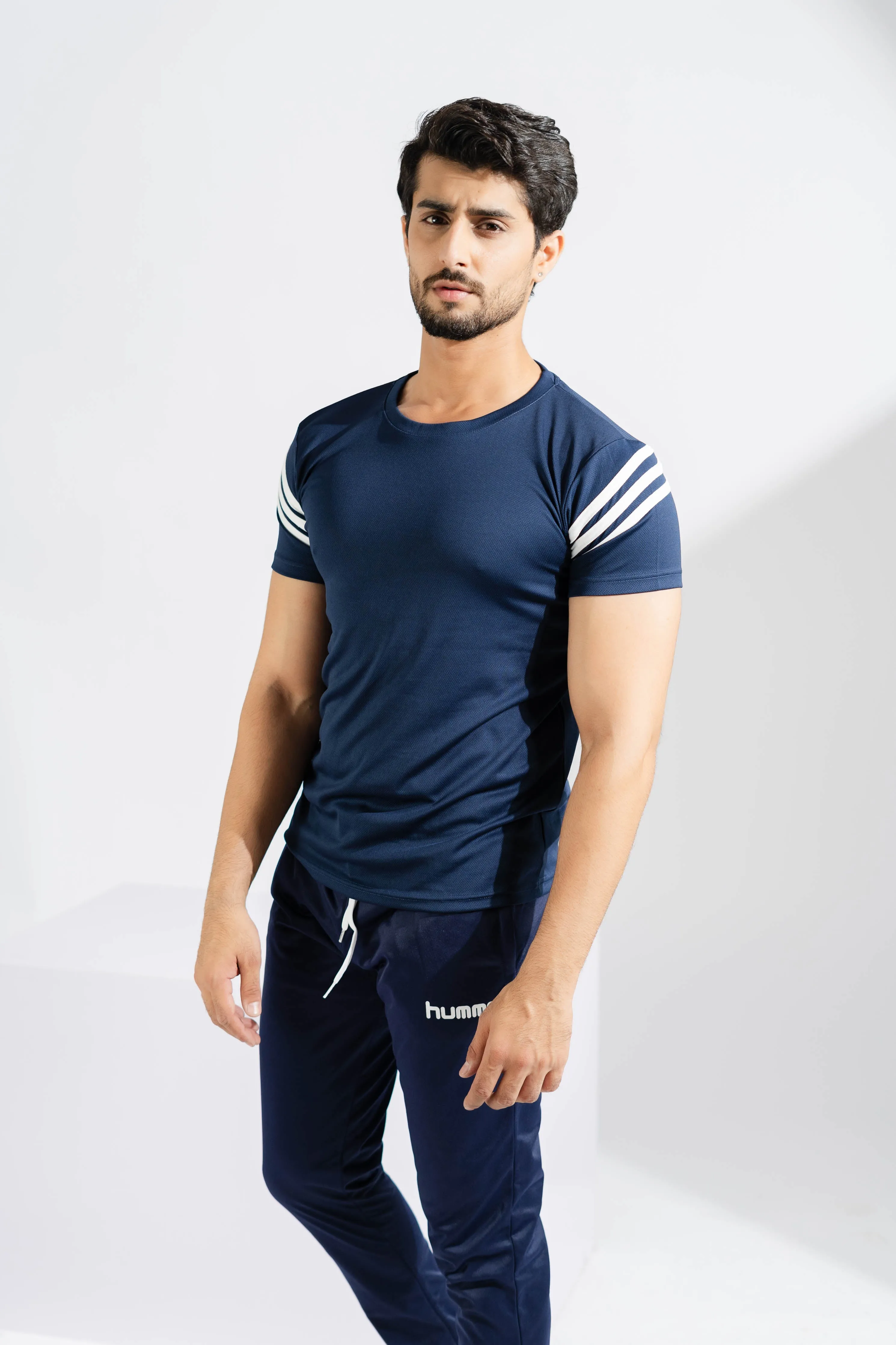 Polo Athletica Men's Shoulder Stripes Activewear Tee Shirt