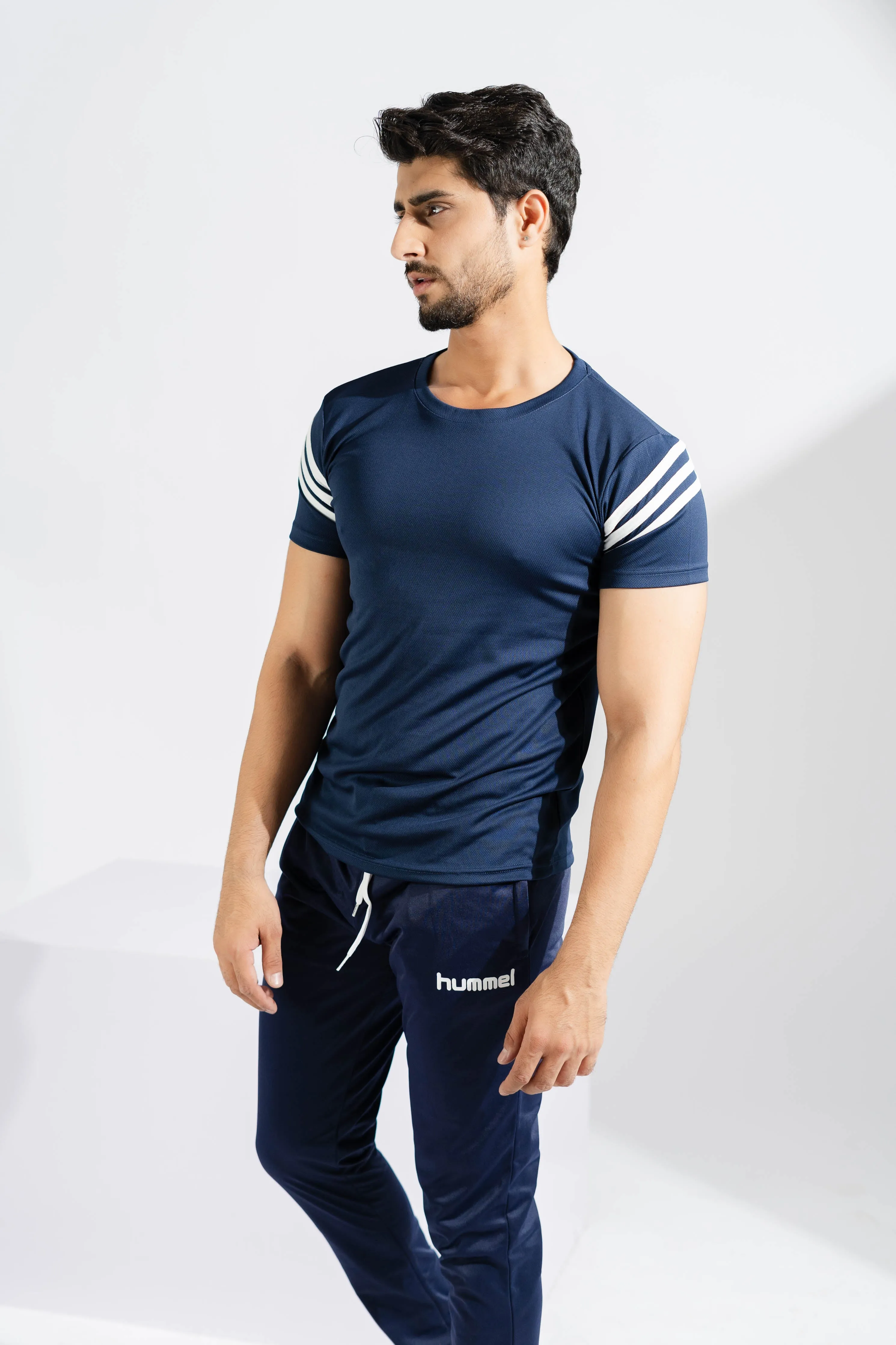 Polo Athletica Men's Shoulder Stripes Activewear Tee Shirt