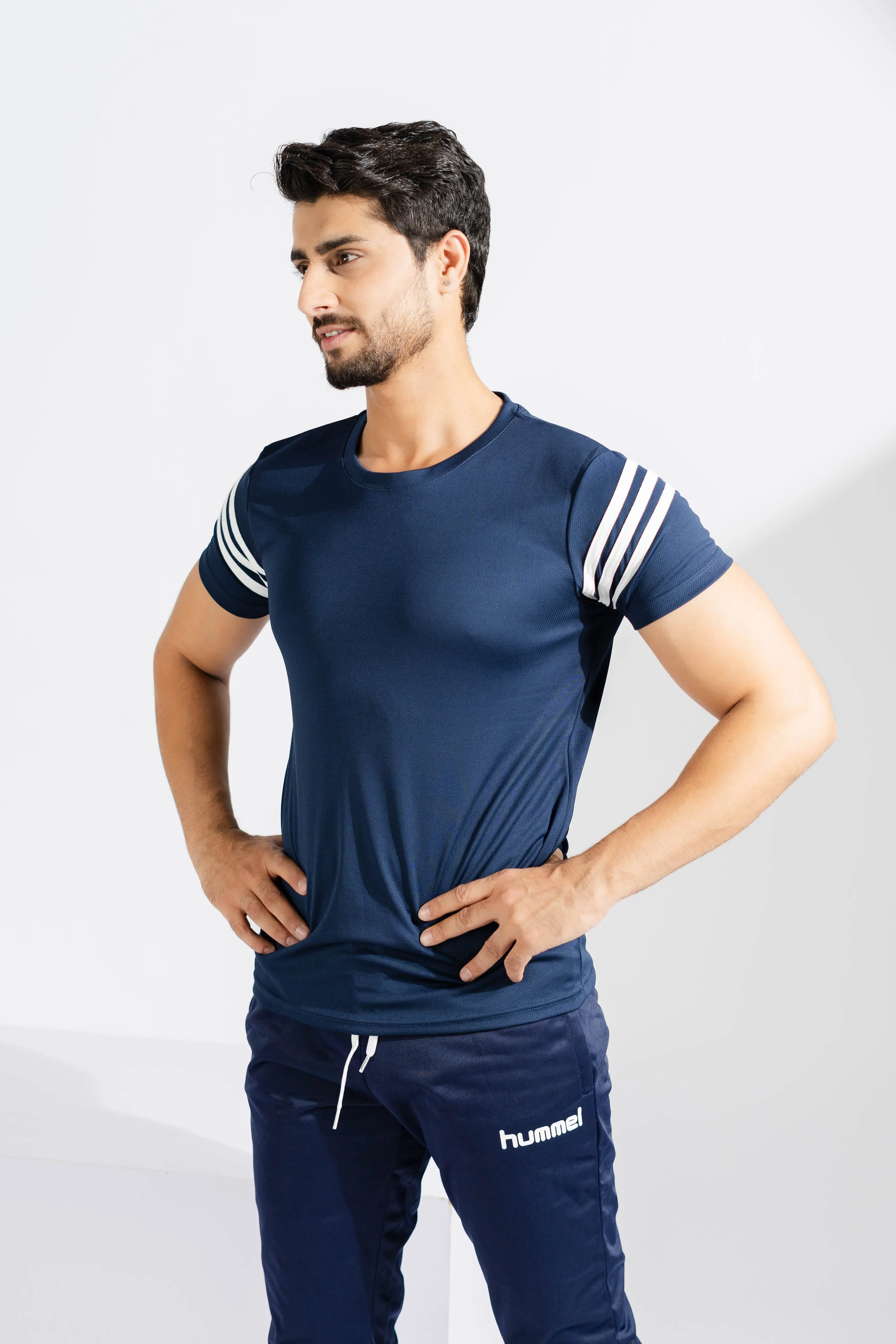 Polo Athletica Men's Shoulder Stripes Activewear Tee Shirt