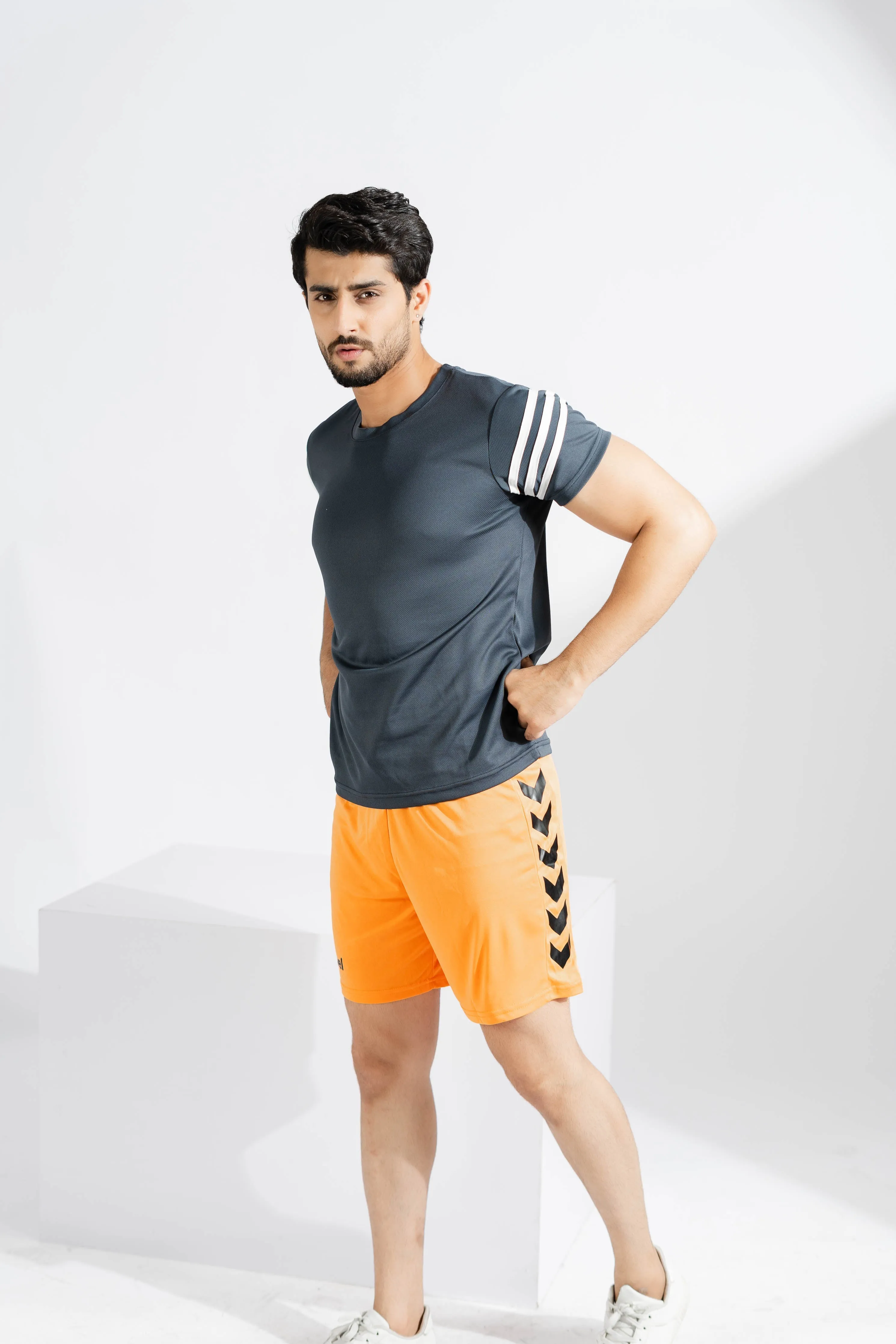 Polo Athletica Men's Shoulder Stripes Activewear Tee Shirt