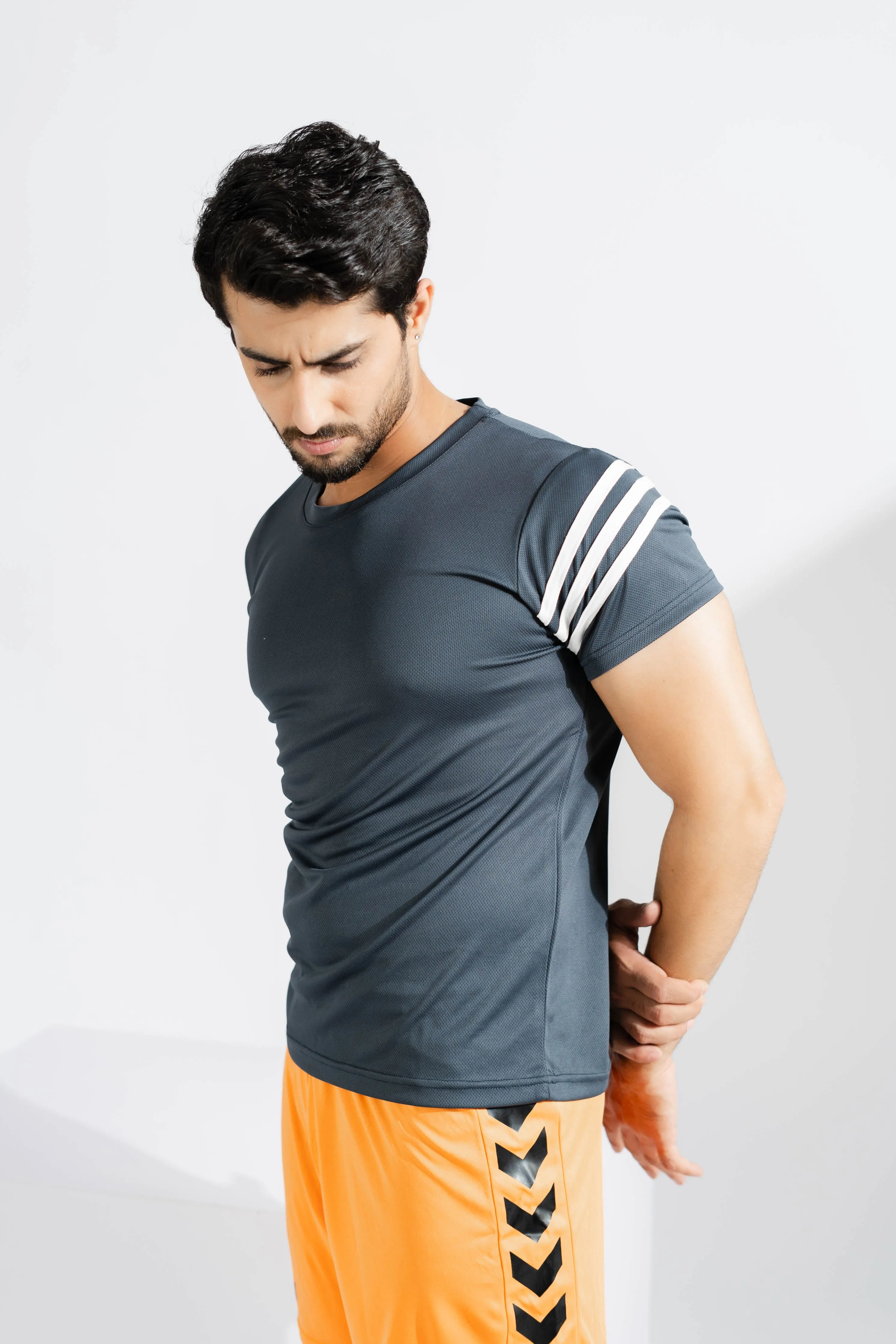 Polo Athletica Men's Shoulder Stripes Activewear Tee Shirt