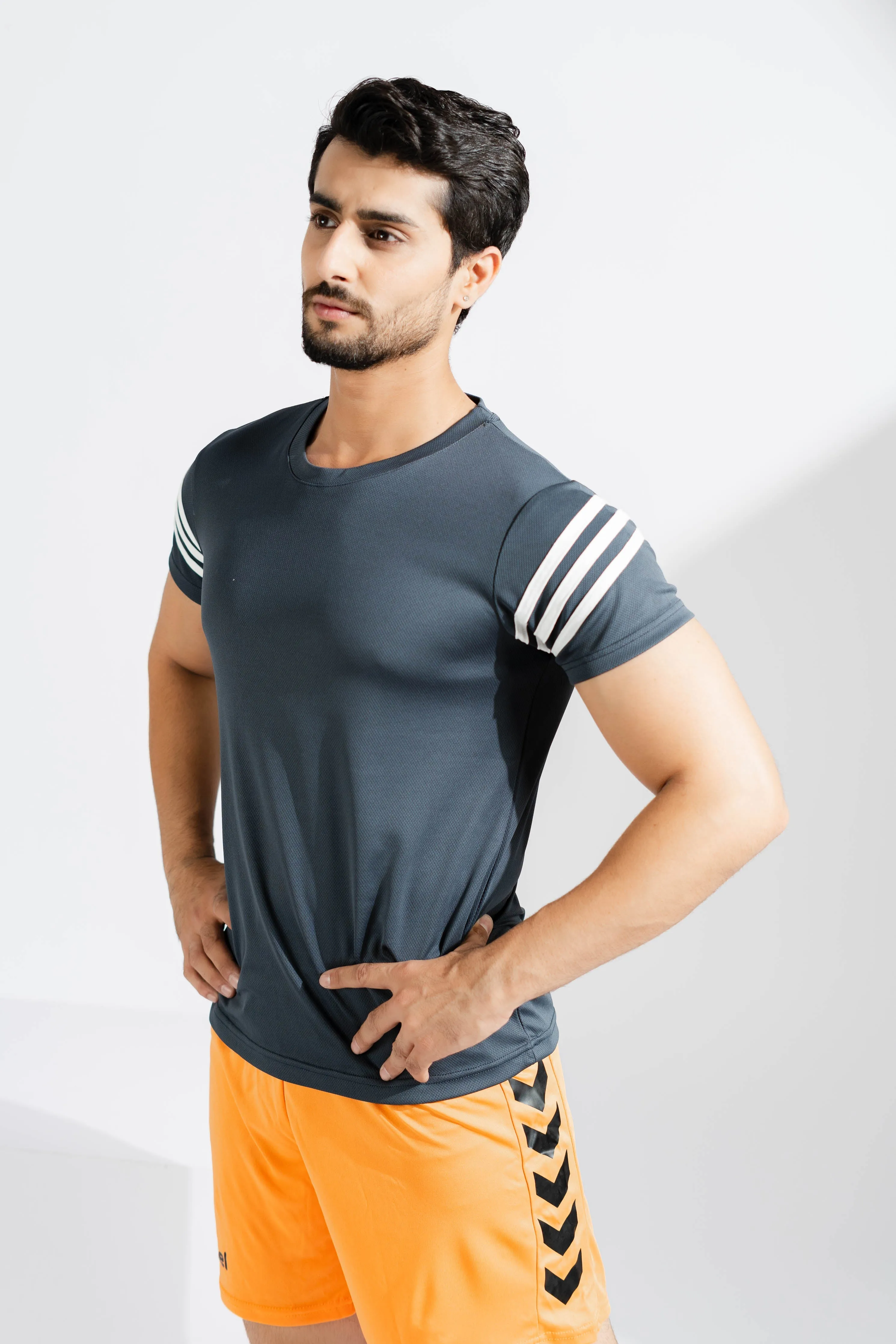 Polo Athletica Men's Shoulder Stripes Activewear Tee Shirt