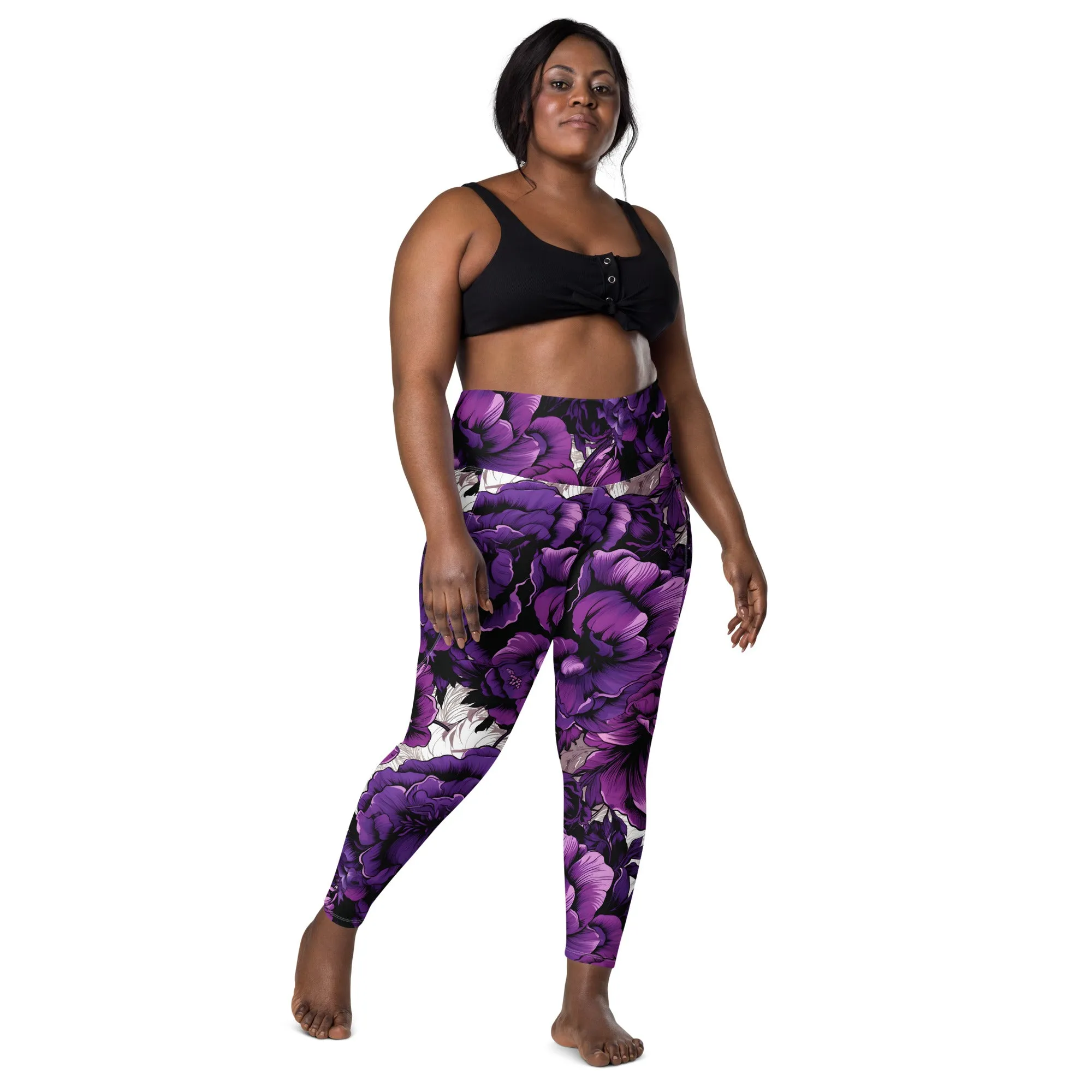 Purple Petals Performance: Women's Running Leggings from Mile After Mile