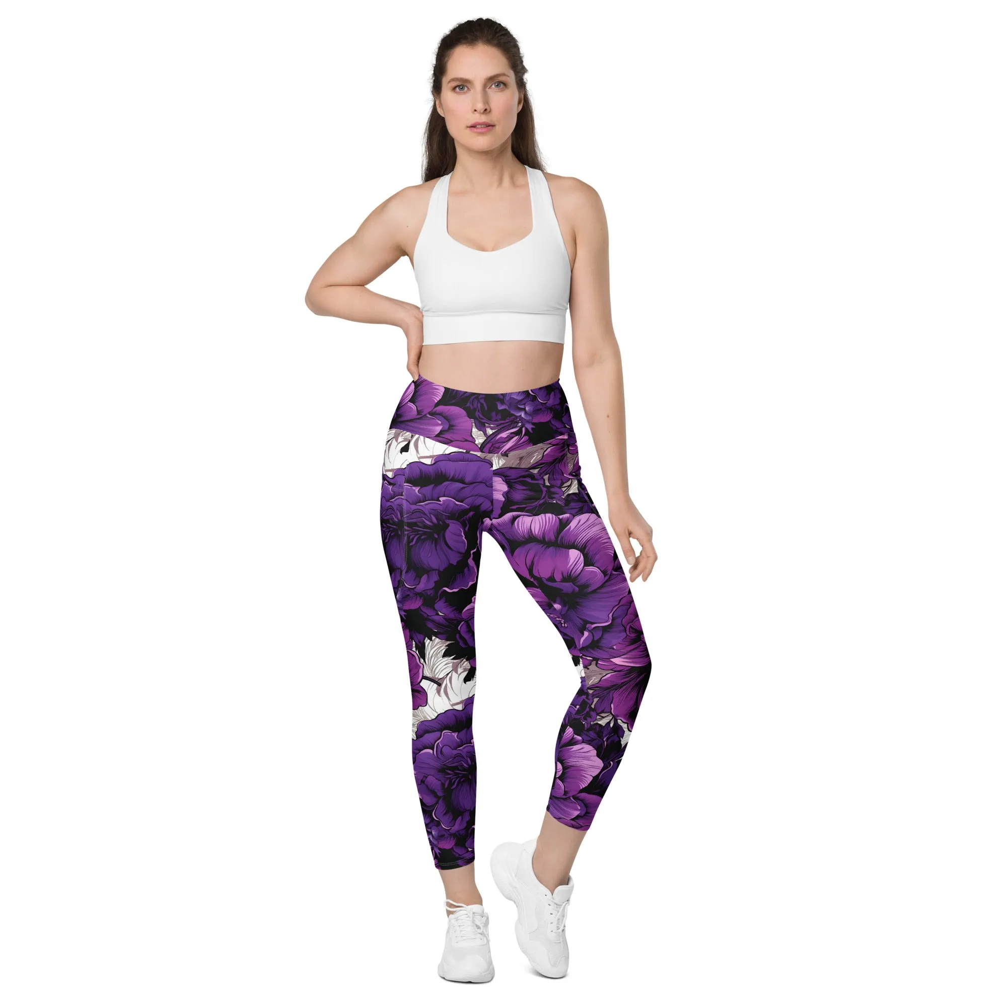 Purple Petals Performance: Women's Running Leggings from Mile After Mile