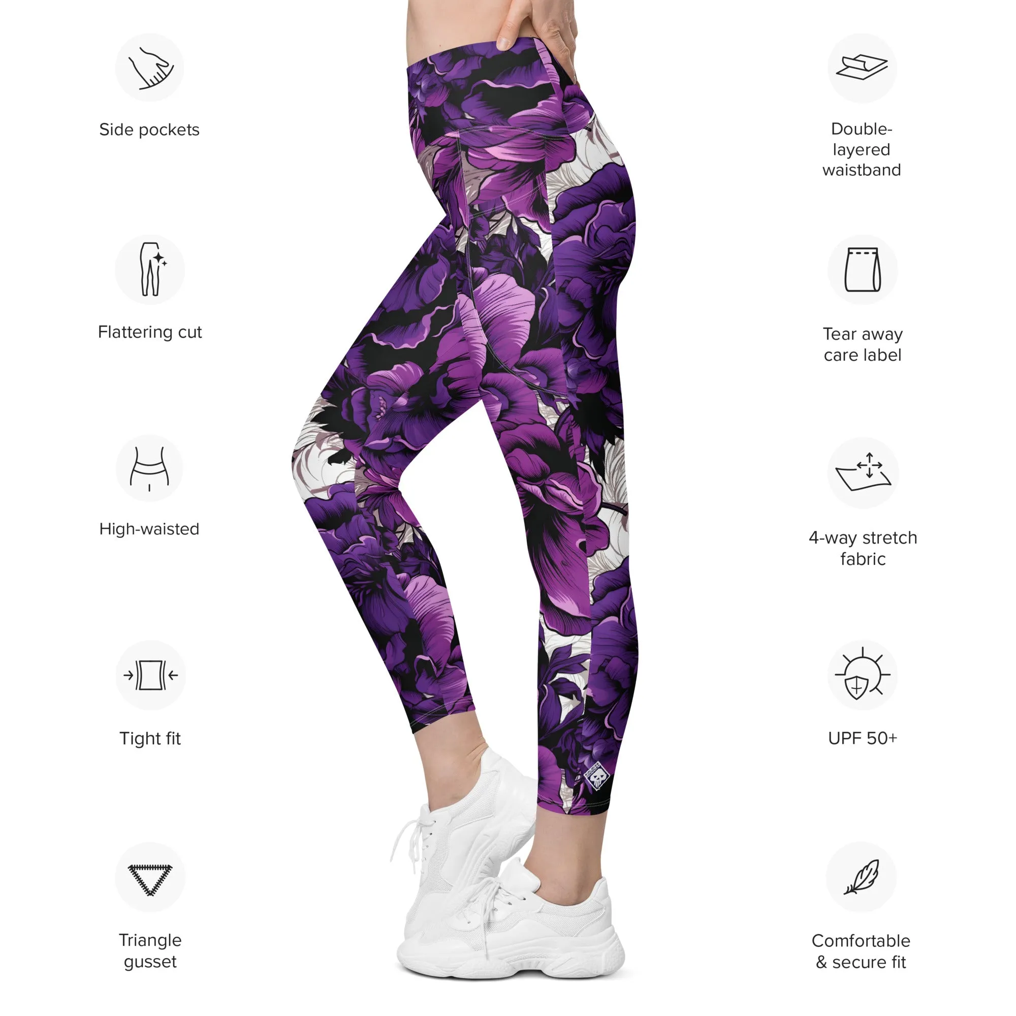 Purple Petals Performance: Women's Running Leggings from Mile After Mile