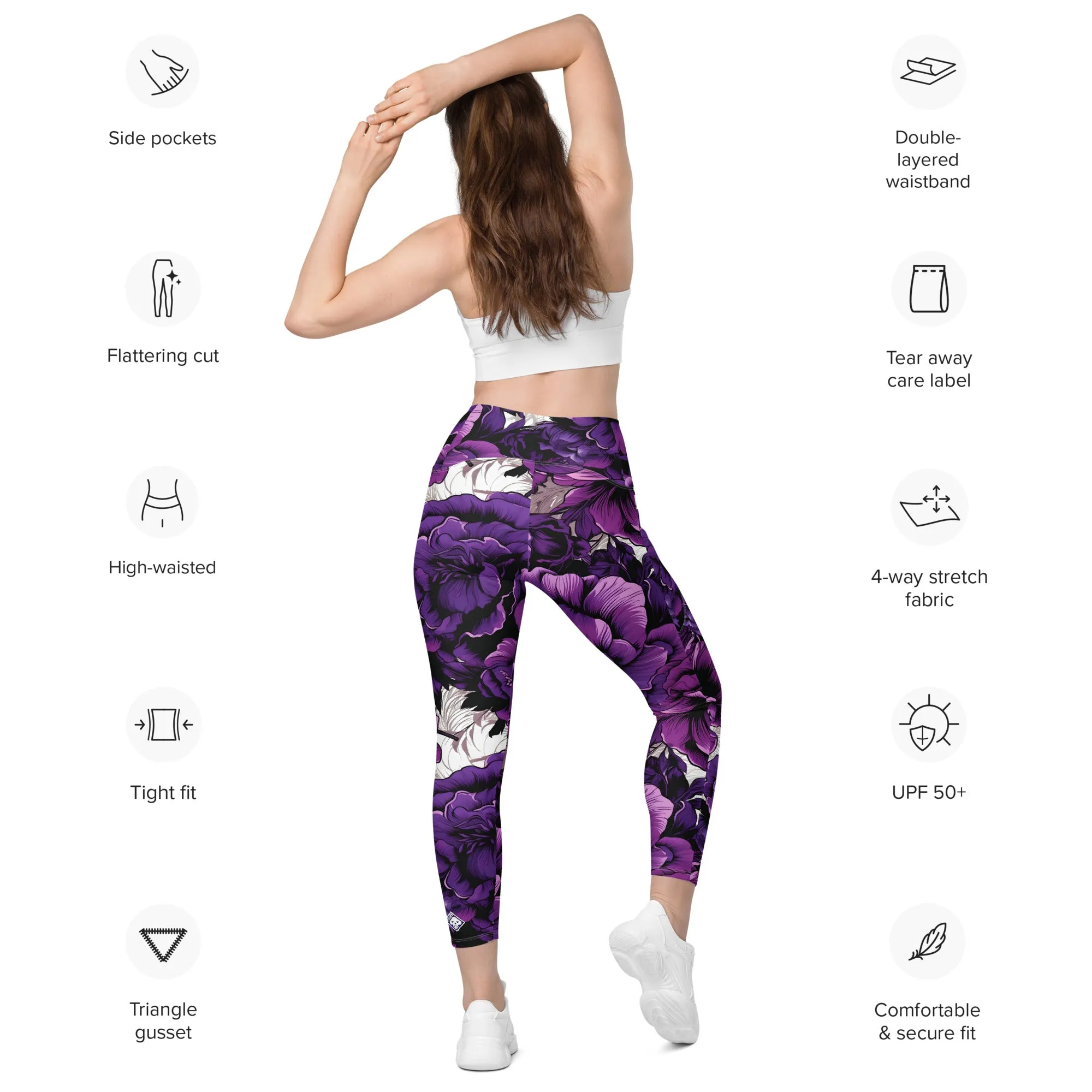 Purple Petals Performance: Women's Running Leggings from Mile After Mile