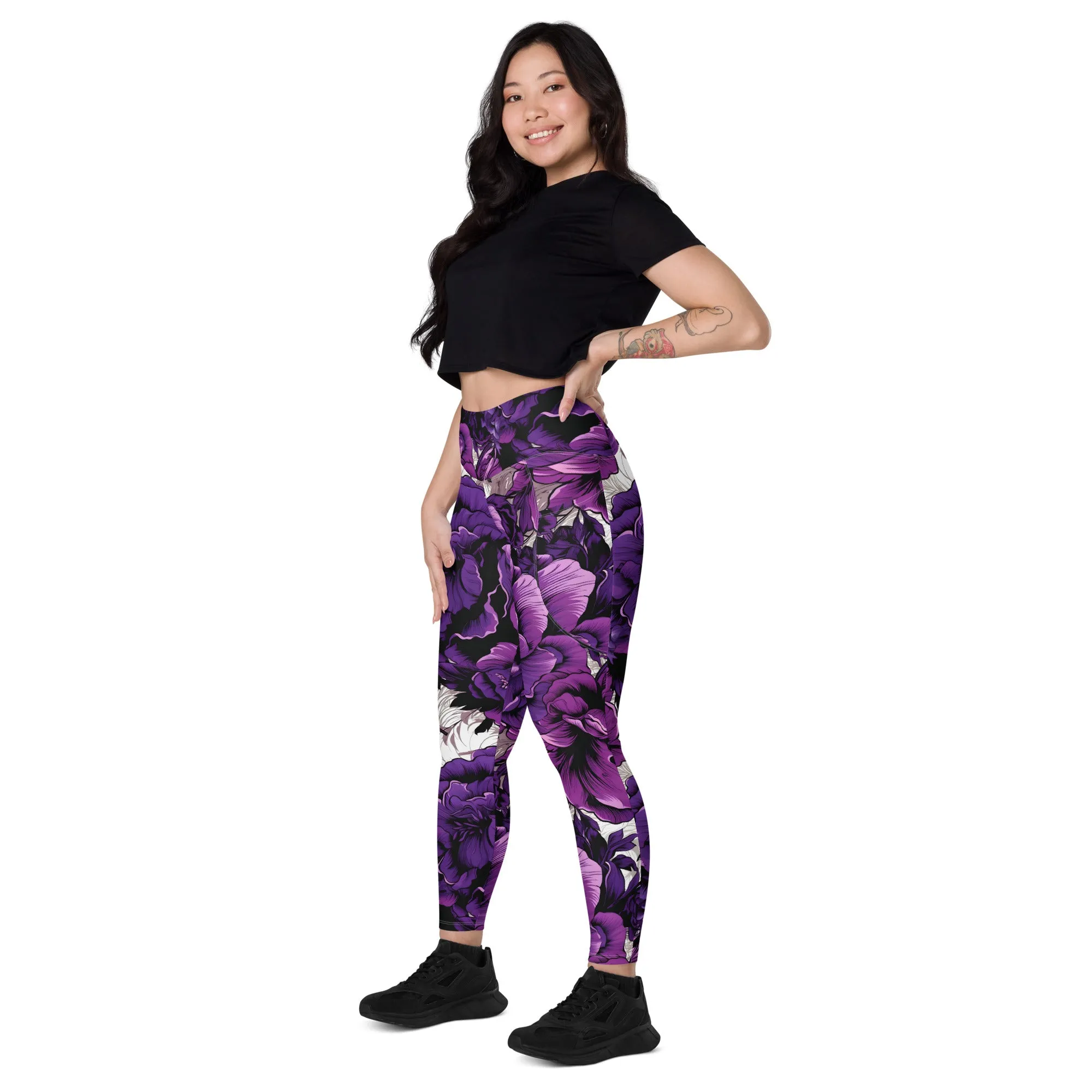 Purple Petals Performance: Women's Running Leggings from Mile After Mile