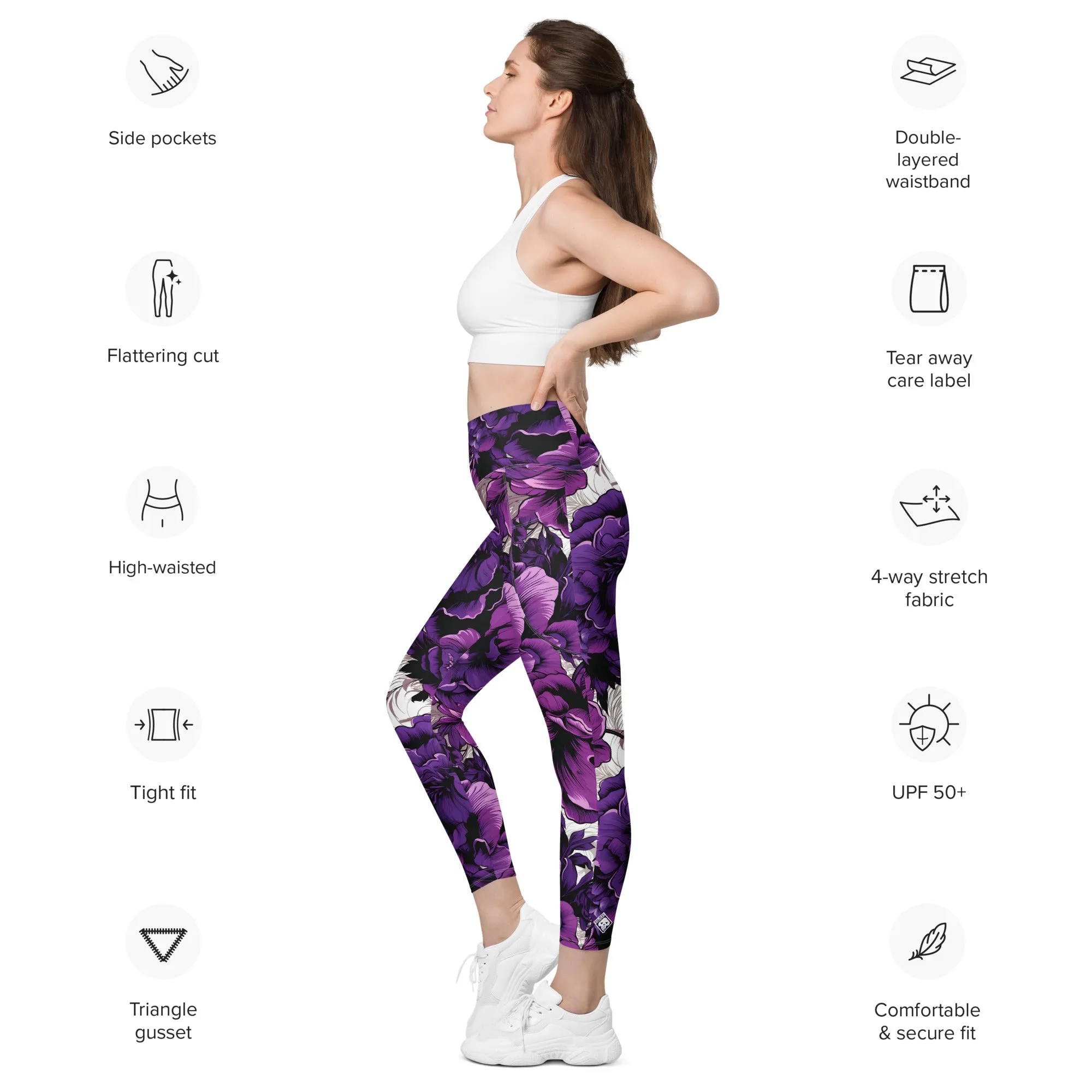 Purple Petals Performance: Women's Running Leggings from Mile After Mile