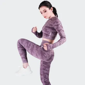 Step Ahead Camo Seamless Two Piece Fitness Purple Set