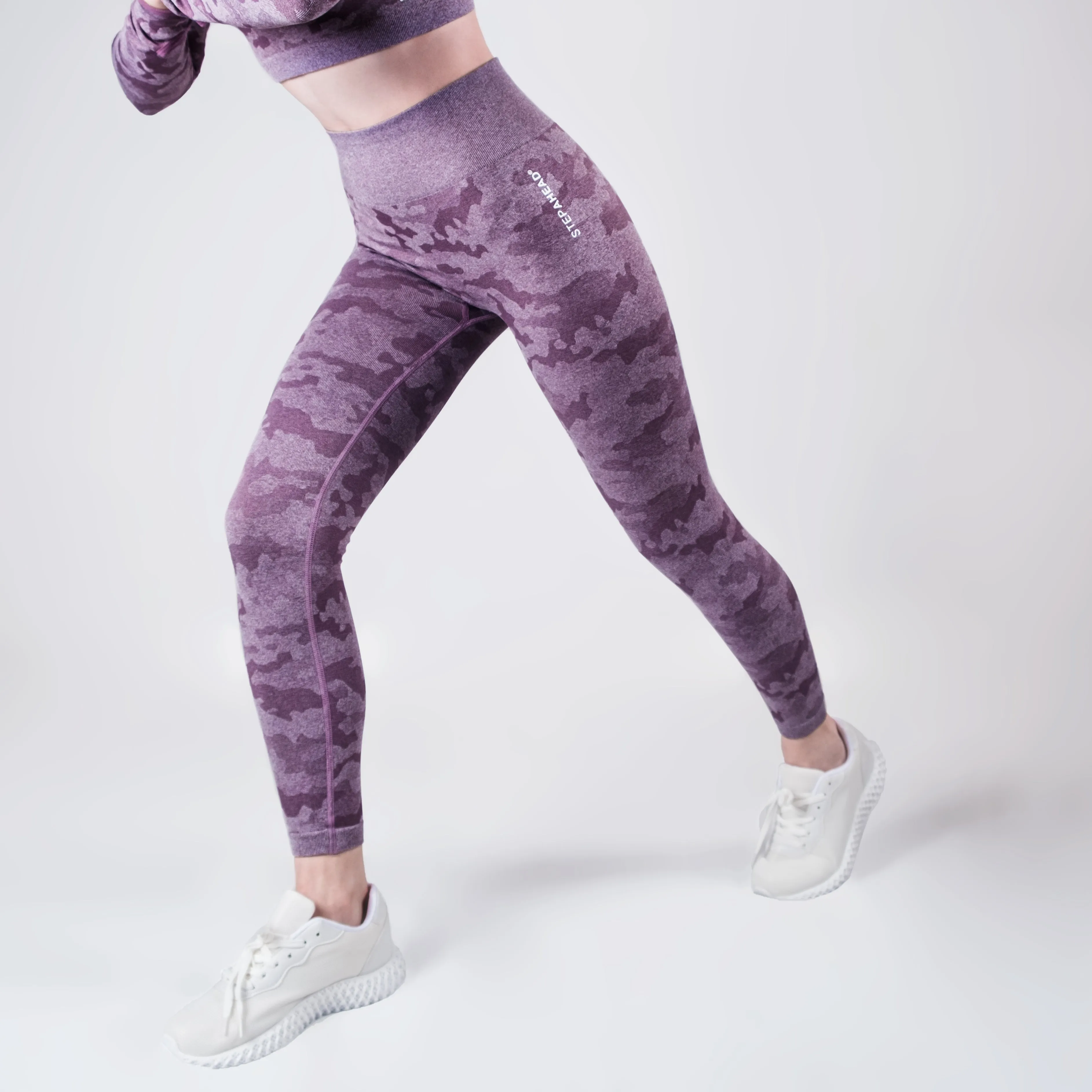 Step Ahead Camo Seamless Two Piece Fitness Purple Set