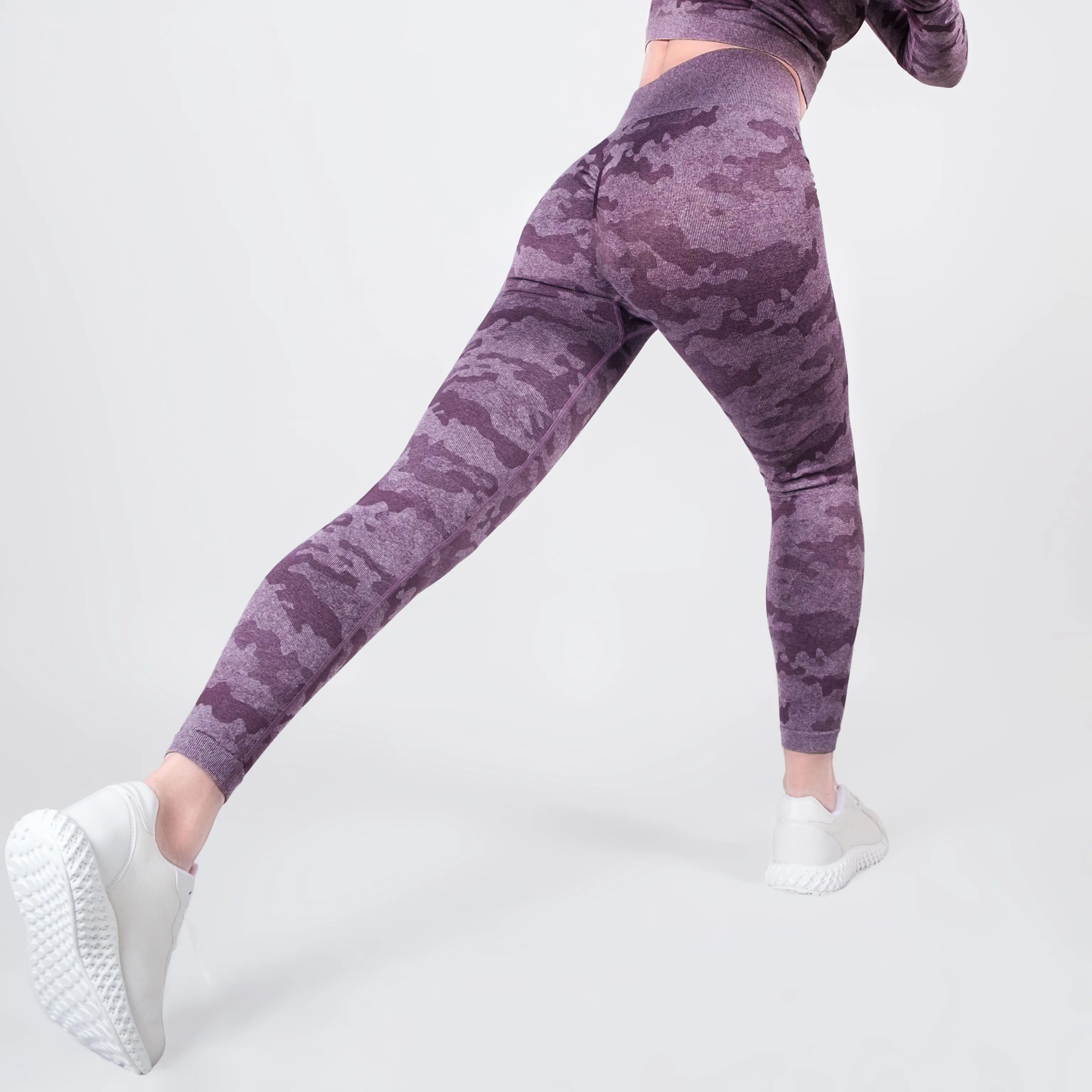 Step Ahead Camo Seamless Two Piece Fitness Purple Set