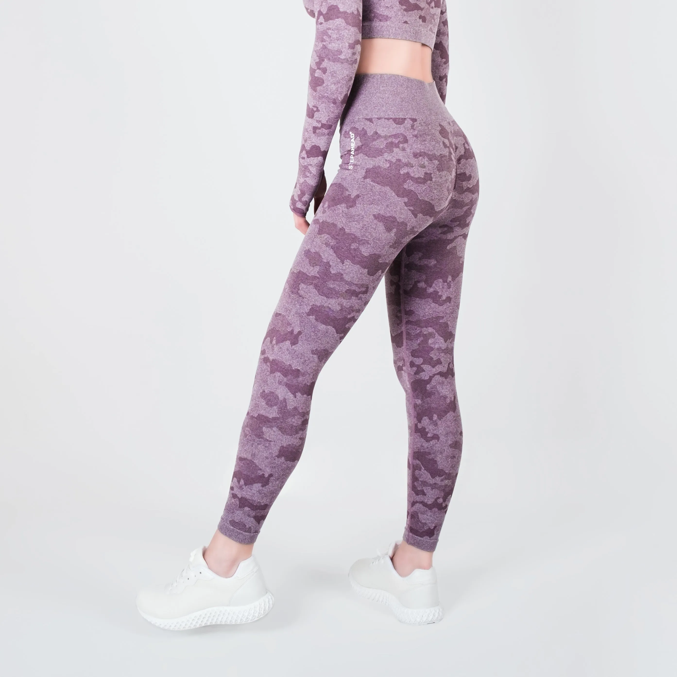 Step Ahead Camo Seamless Two Piece Fitness Purple Set