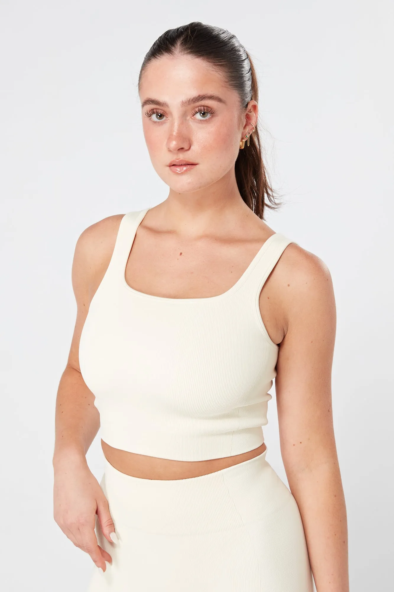 Twill Active Rib Top - CREAM