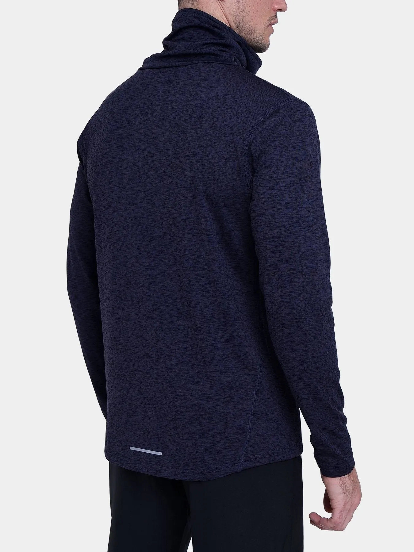 Warm-Up Thermal Long Sleeve Funnel Neck Top For Men With Brushed Inner Fabric, Thumbholes & Reflective Strips